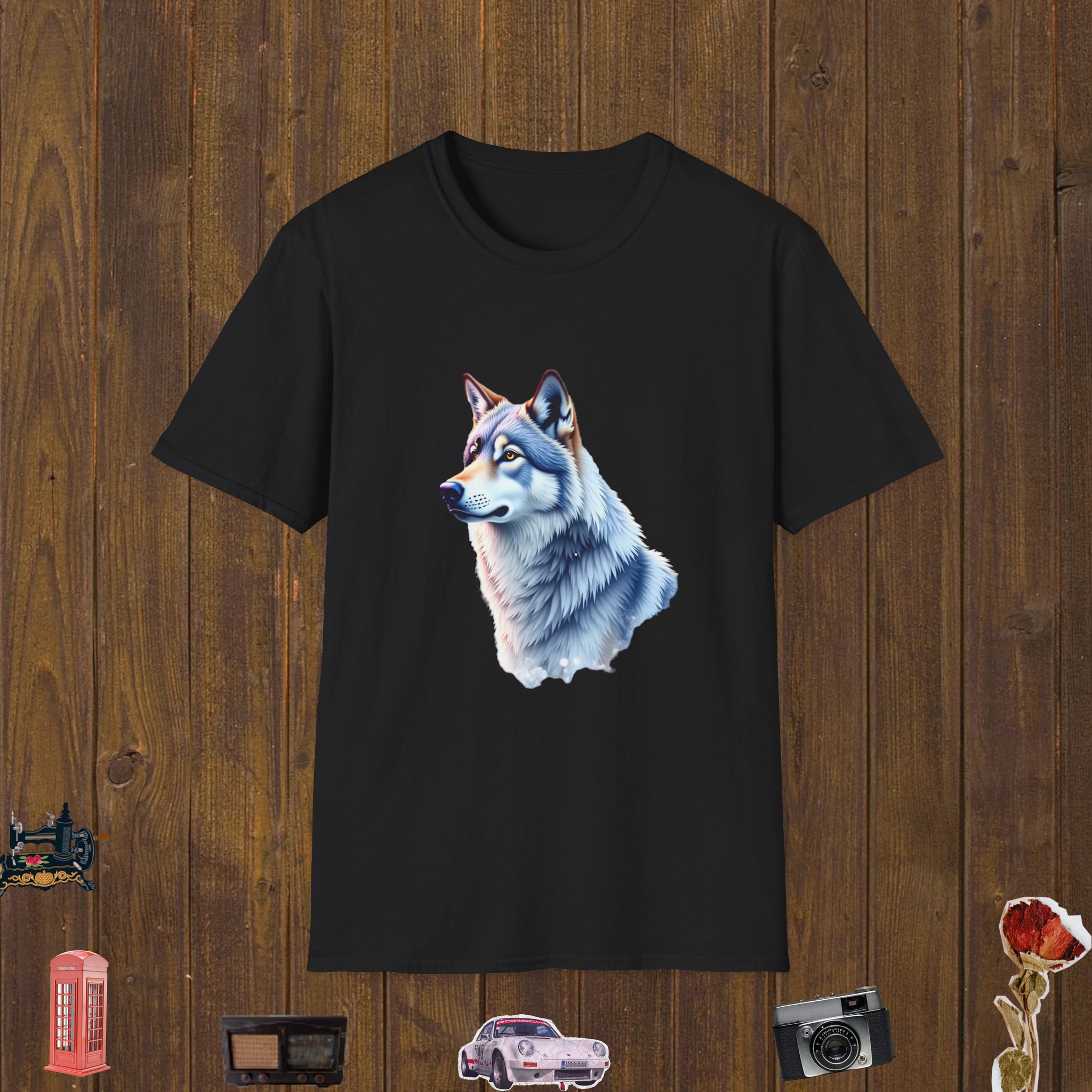 Watercolor Ice Wolf – Unisex Softstyle T-Shirt