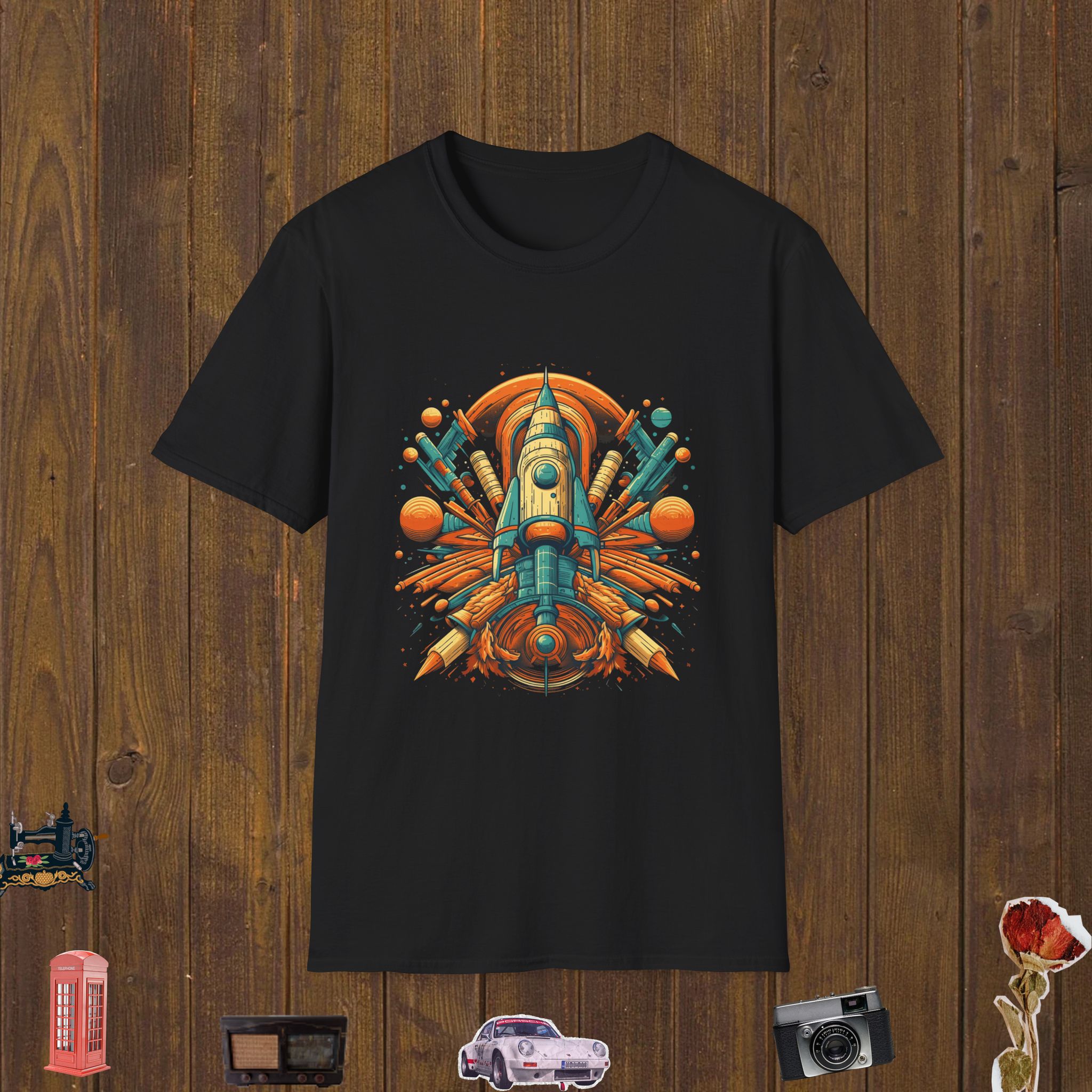 Cosmic Rocket Burst – Unisex Softstyle T-Shirt
