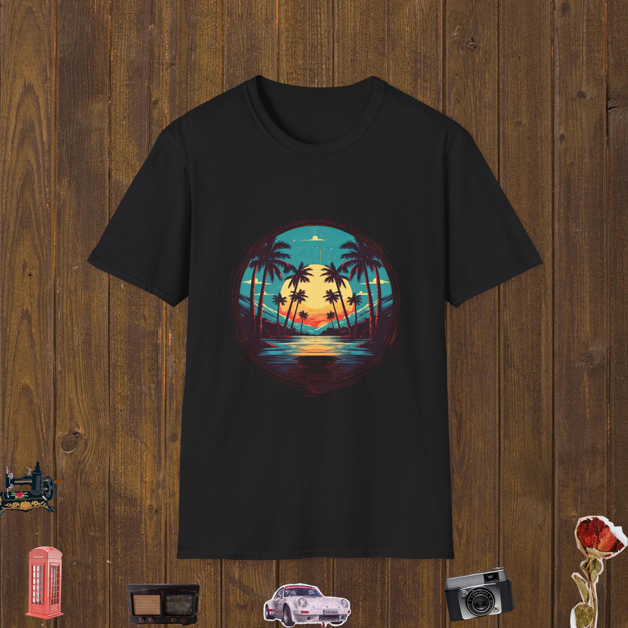 Sunset Palm Retreat Unisex Softstyle T-Shirt