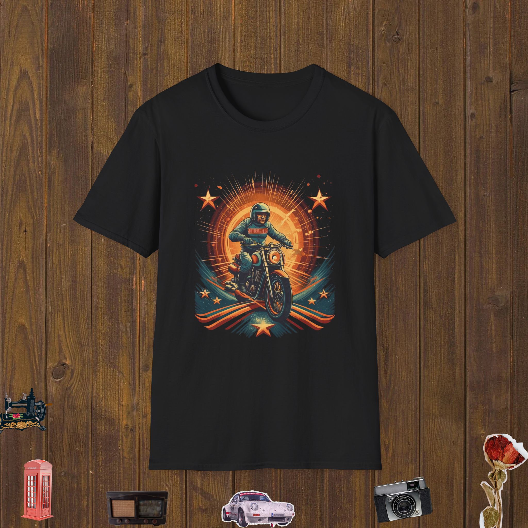 Retro Motorcycle Hero – Unisex Softstyle T-Shirt