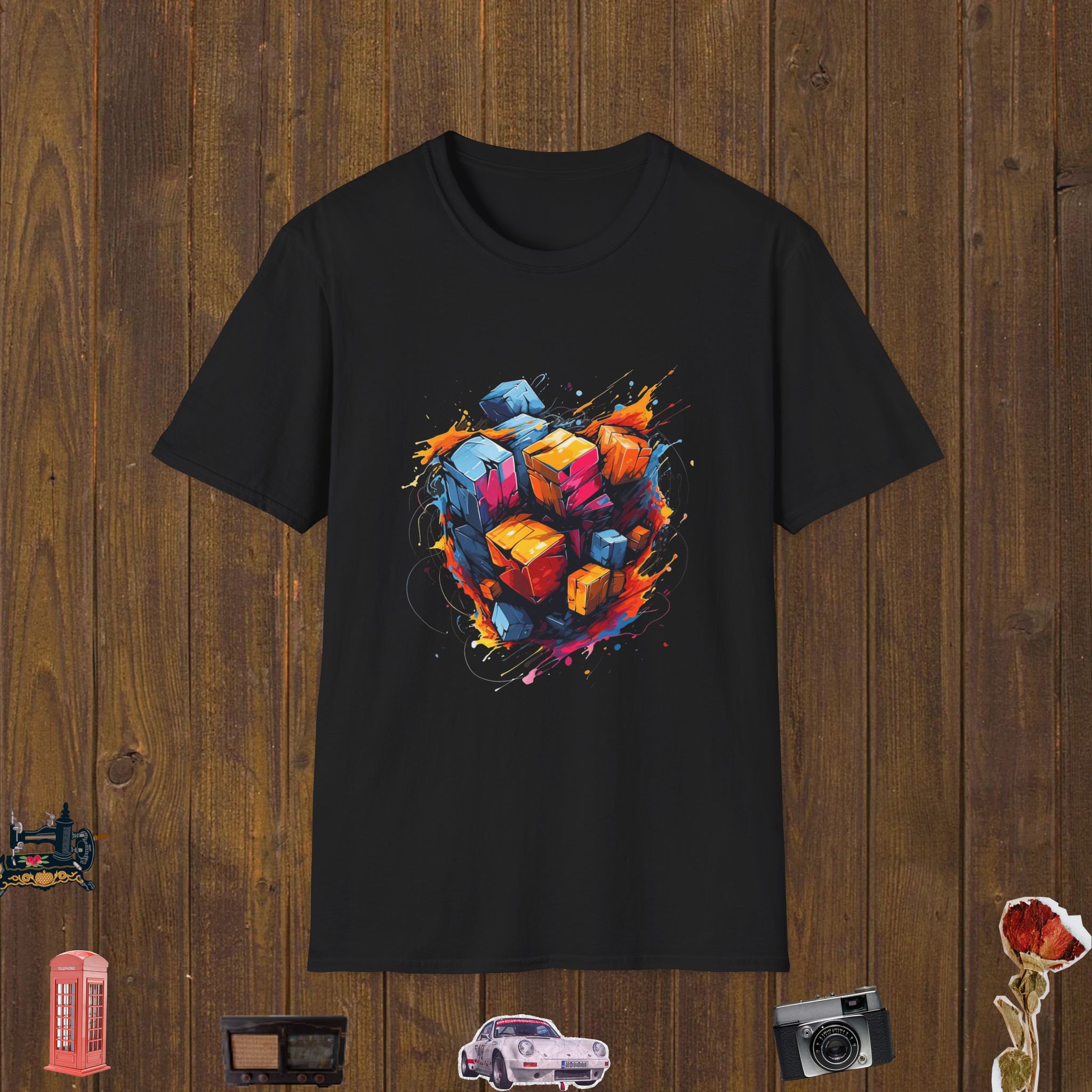 Exploded Puzzle Burst – Unisex Softstyle T-Shirt