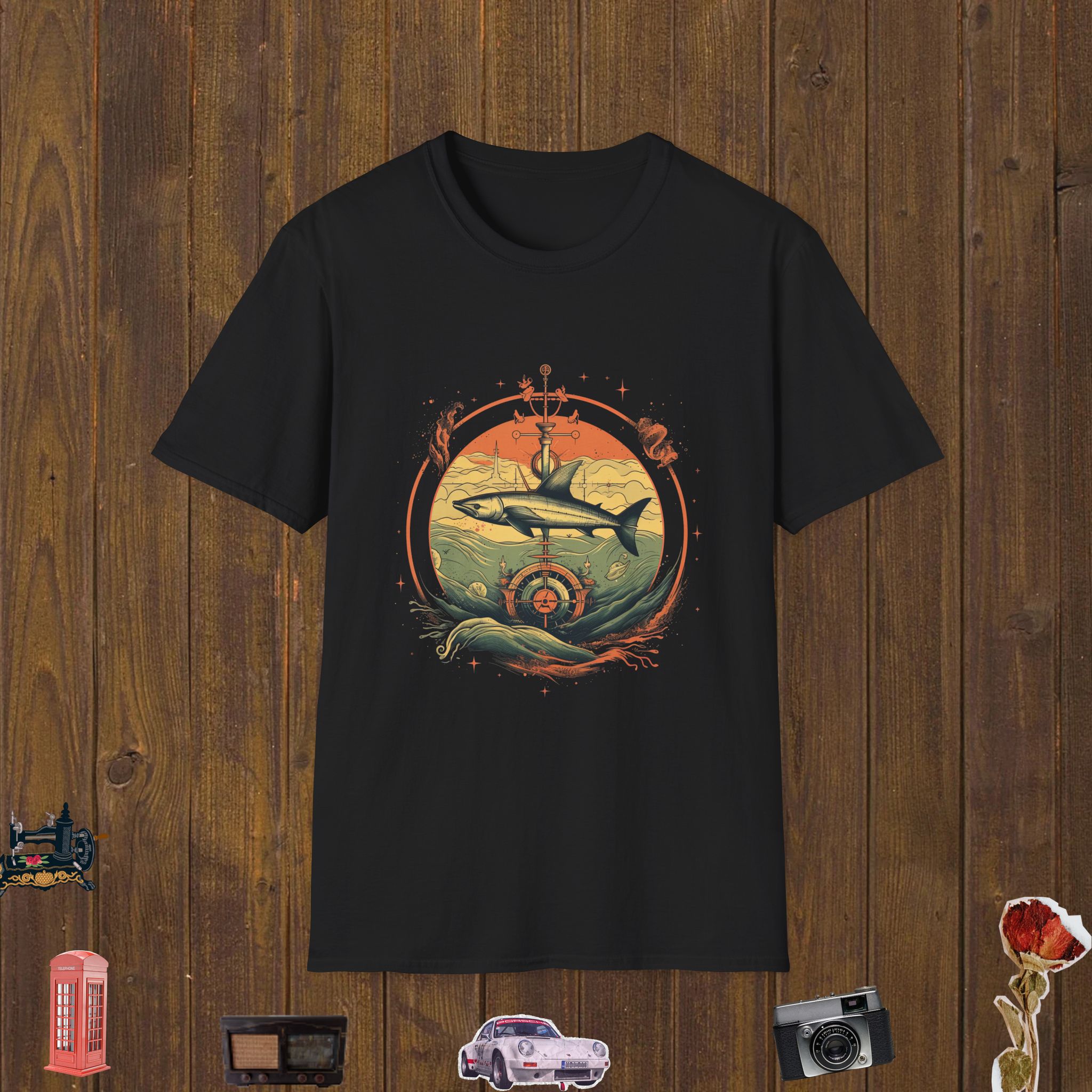Surreal Ocean Compass Unisex Softstyle T-Shirt