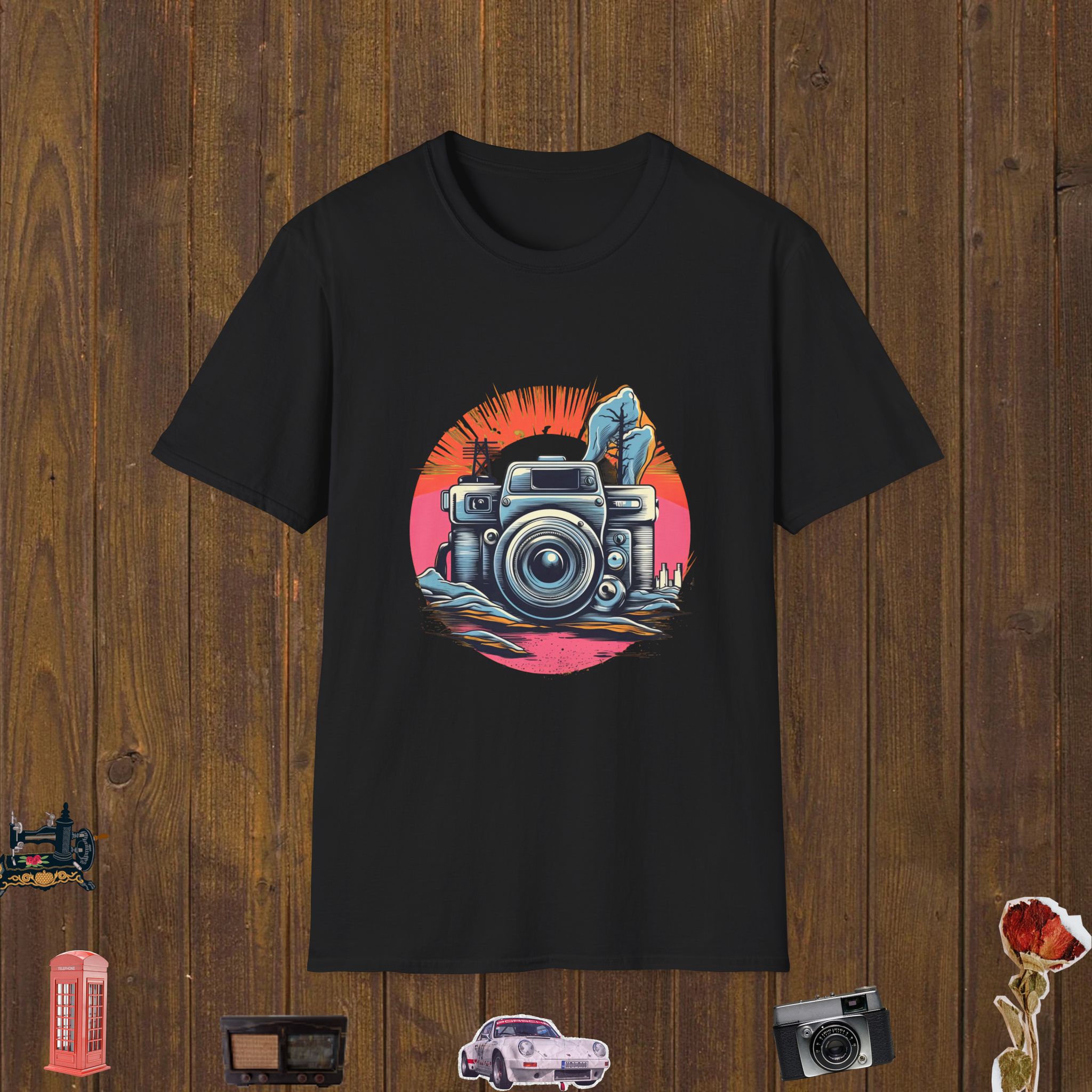 Retro Camera Horizon Unisex Softstyle T-Shirt