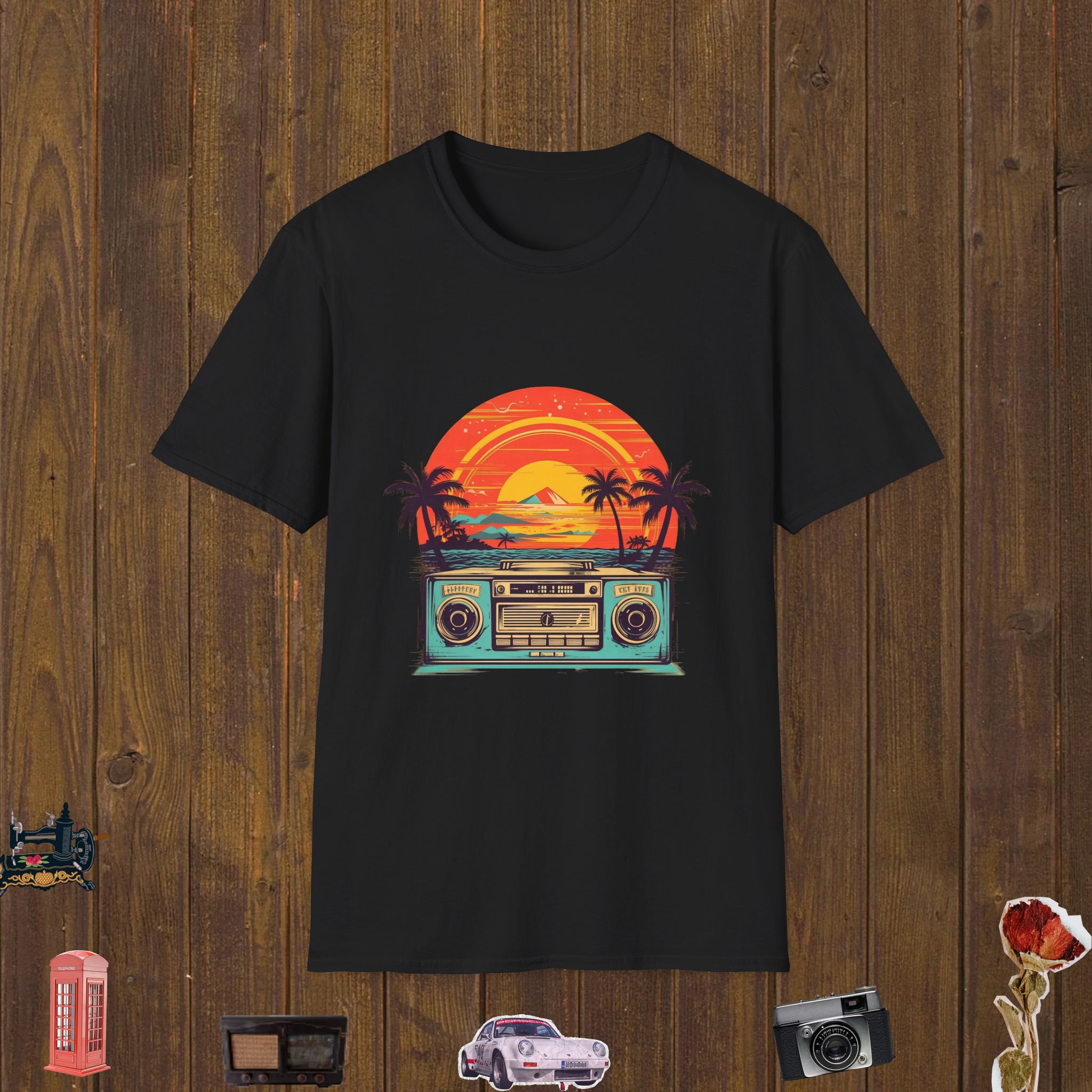 Tropical Radio Sunset Unisex Softstyle T-Shirt