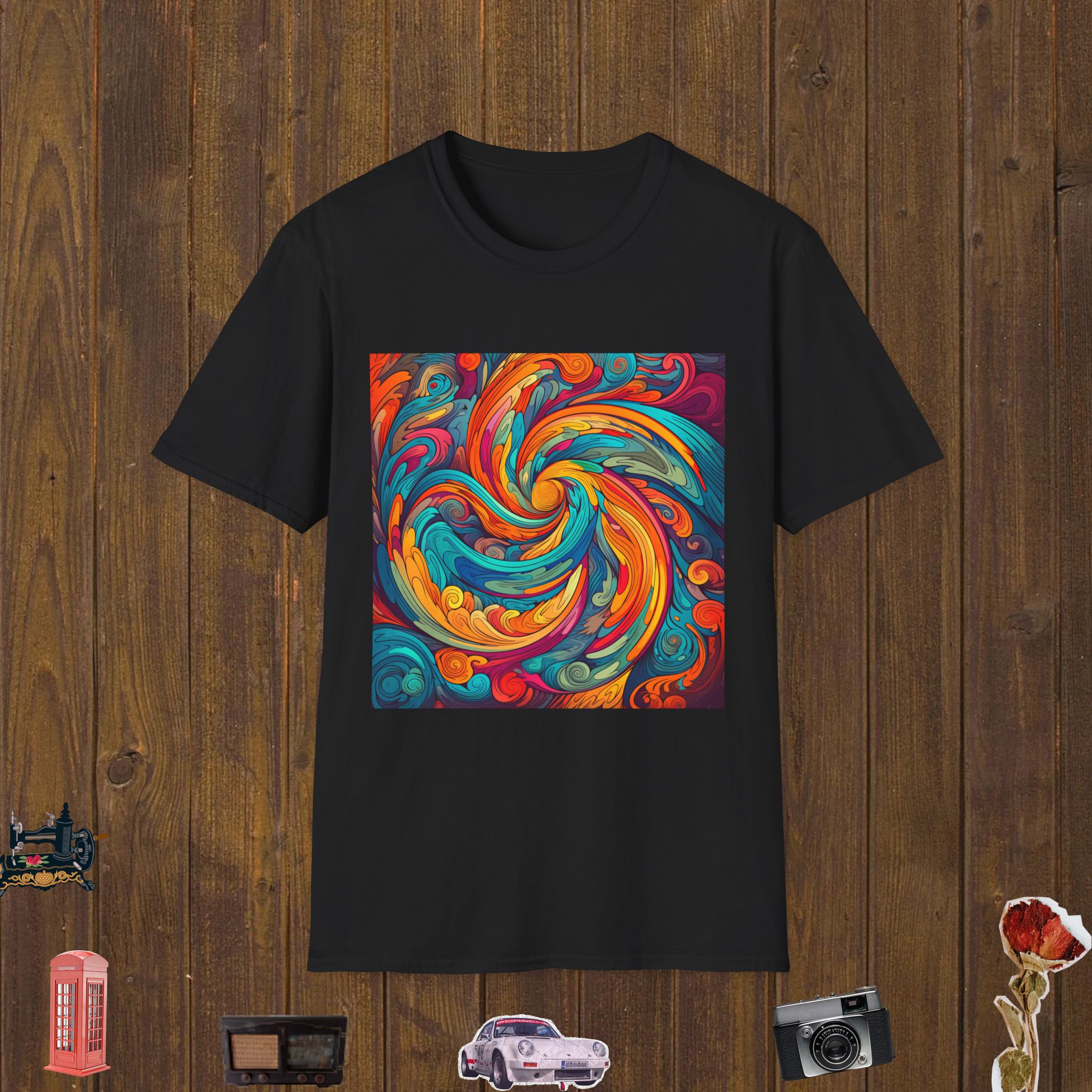 Electric Spiral Burst – Unisex Softstyle T-Shirt