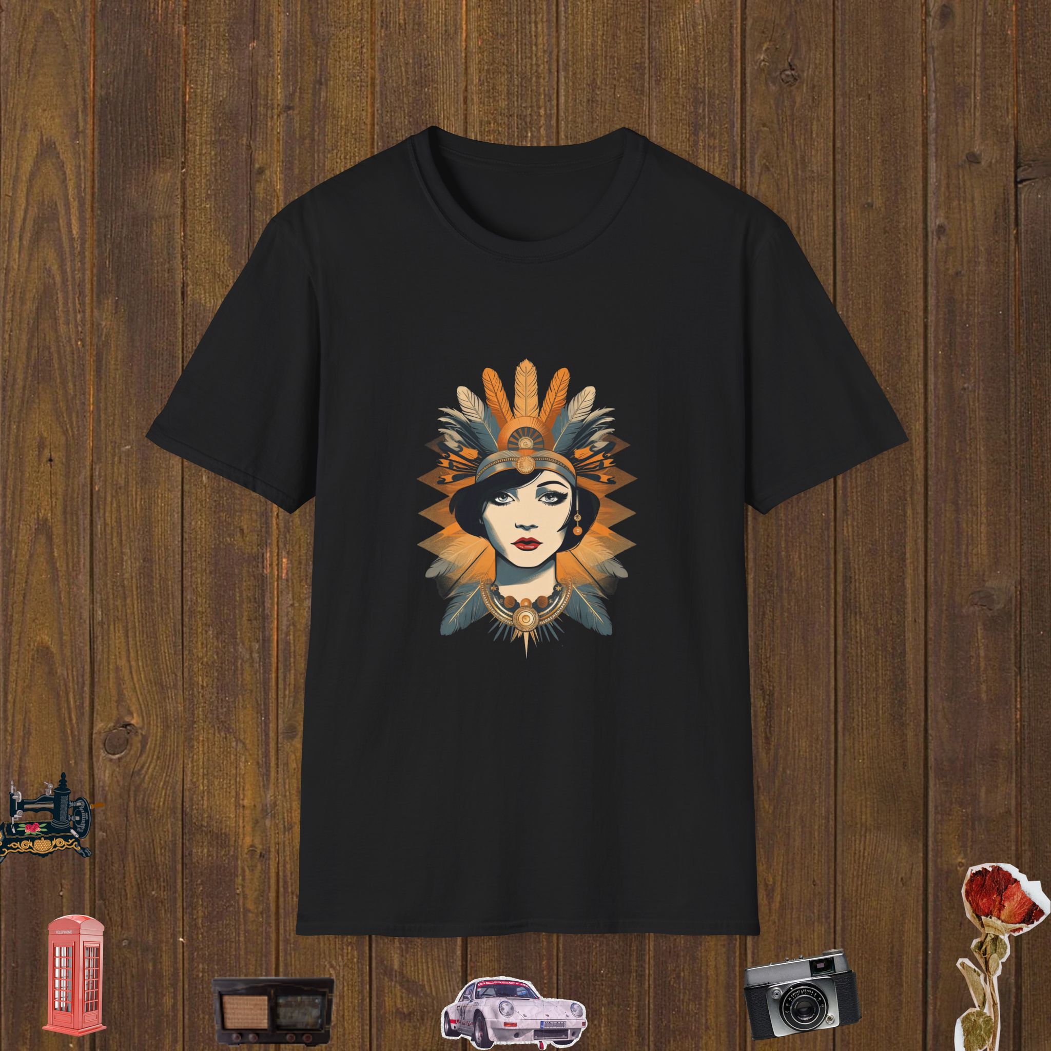 Feathered Flapper Queen – Unisex Softstyle T-Shirt