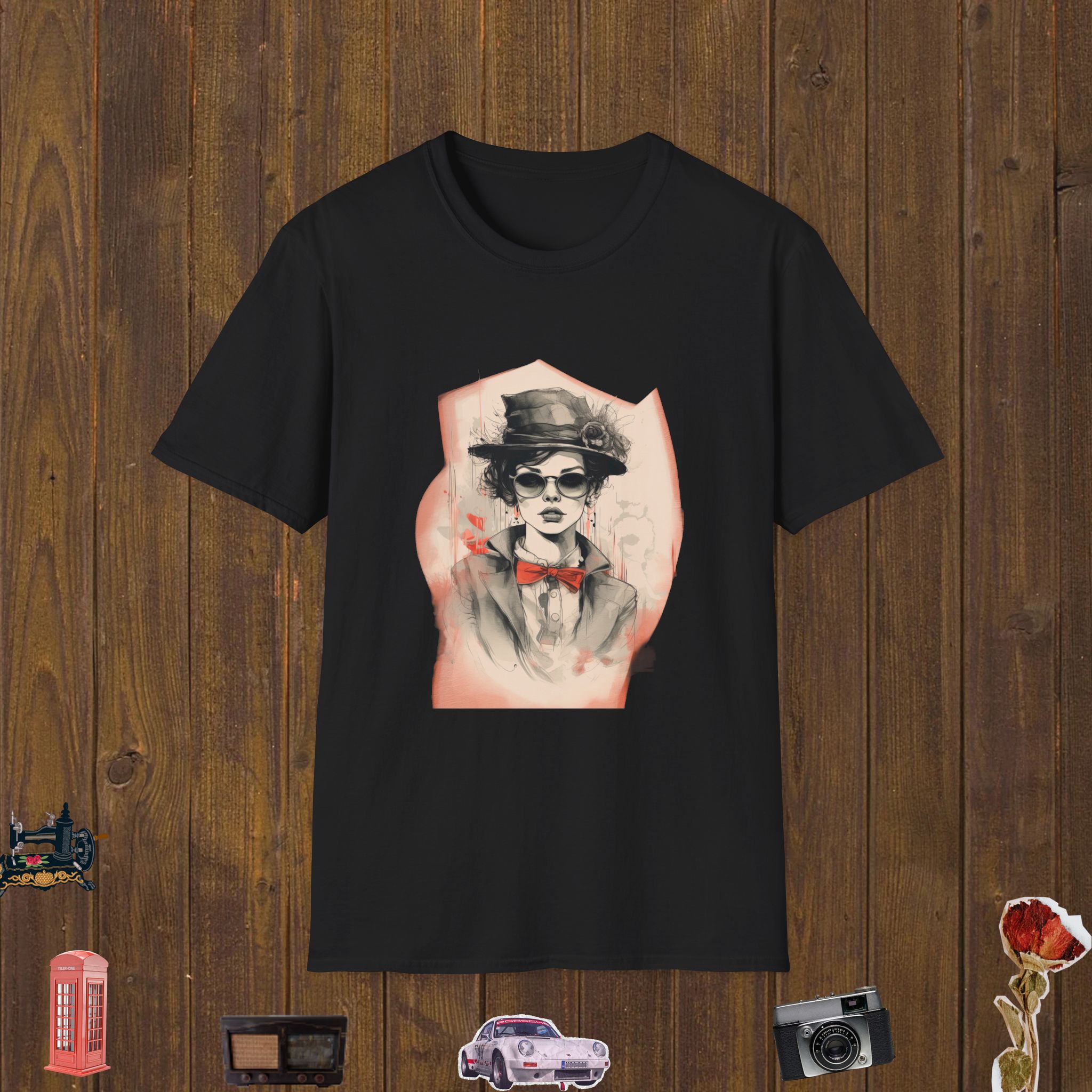 Retro Red Bow Unisex Softstyle T-Shirt