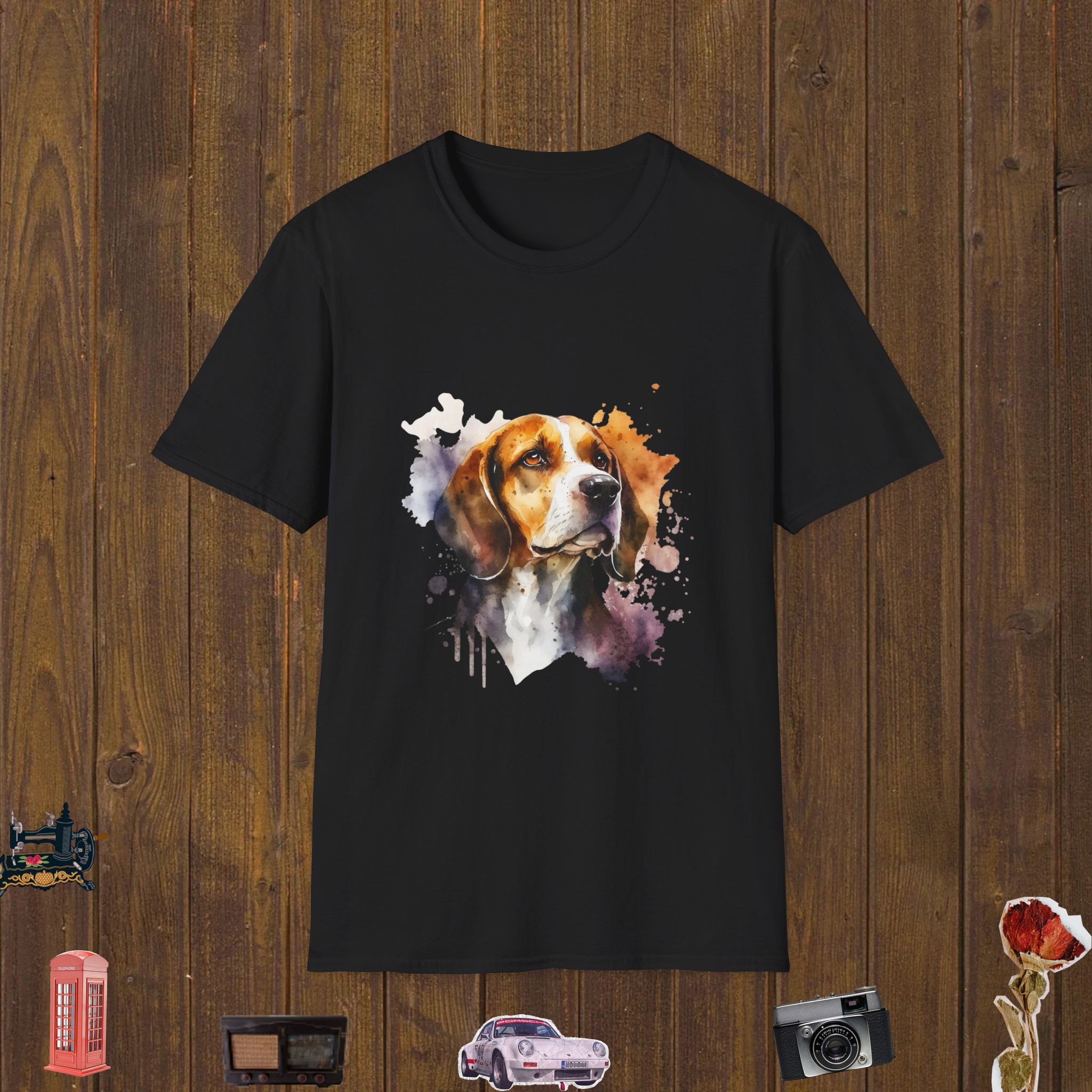 Watercolor Beagle Portrait Unisex Softstyle T-Shirt
