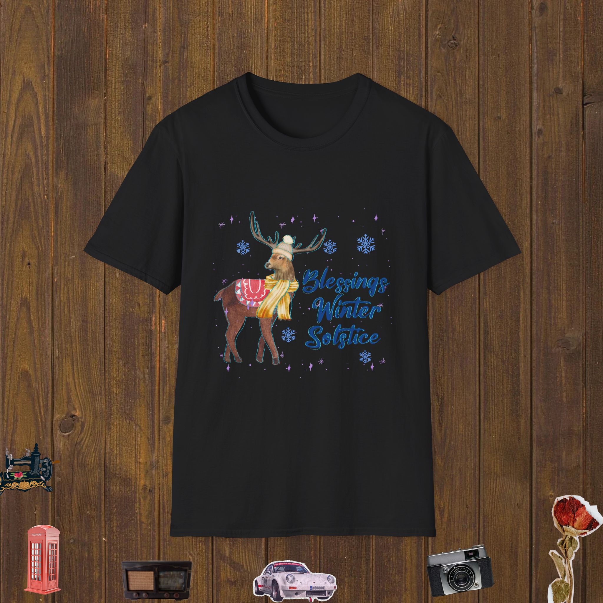 Cozy Winter Deer Unisex Softstyle T-Shirt