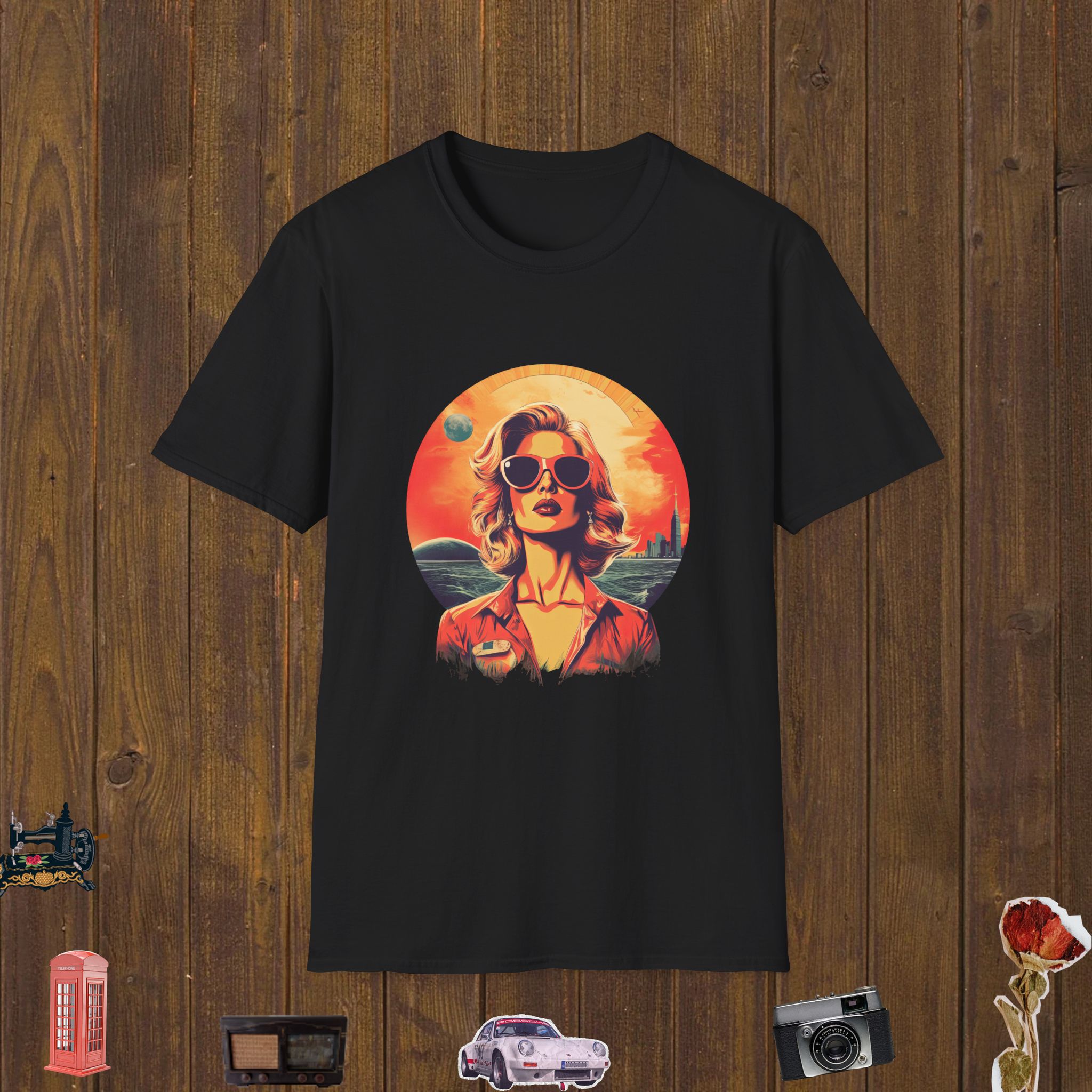 Retro Ocean Sunset Unisex Softstyle T-Shirt