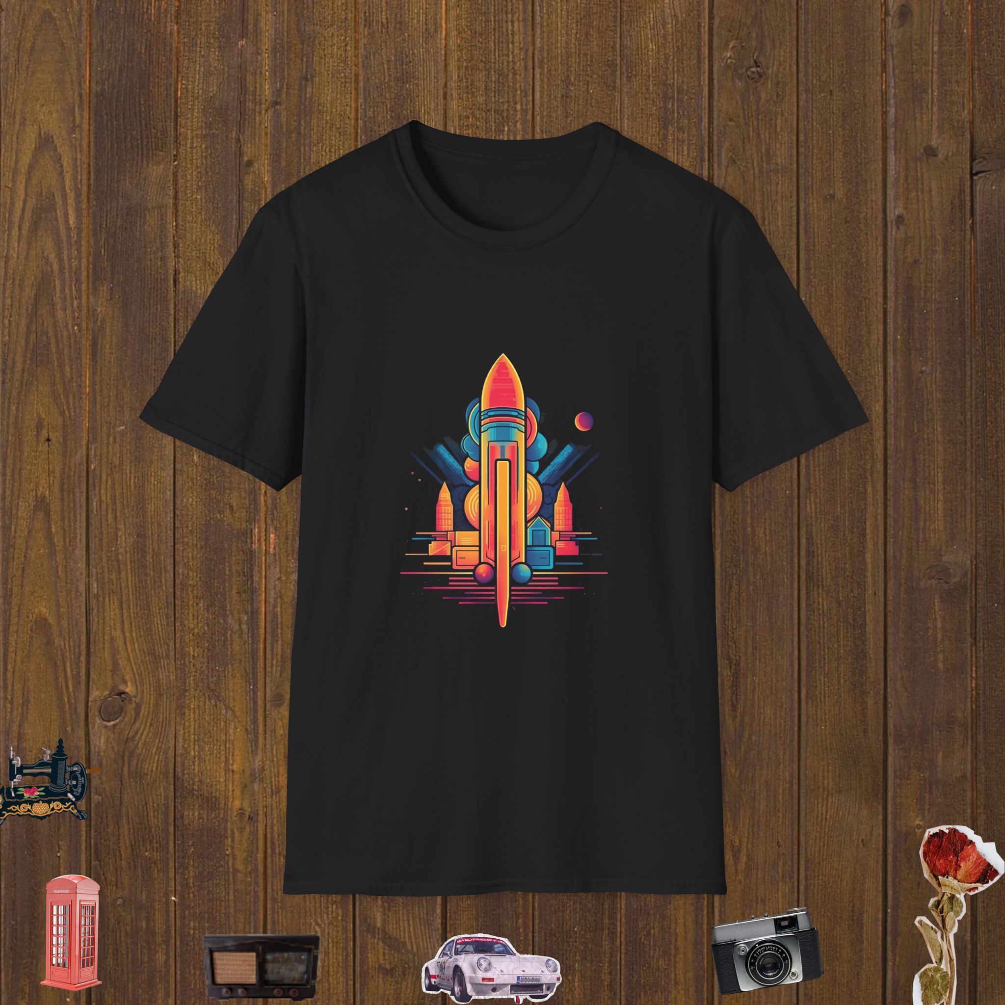 Neon Rocket Pop Unisex Softstyle T-Shirt