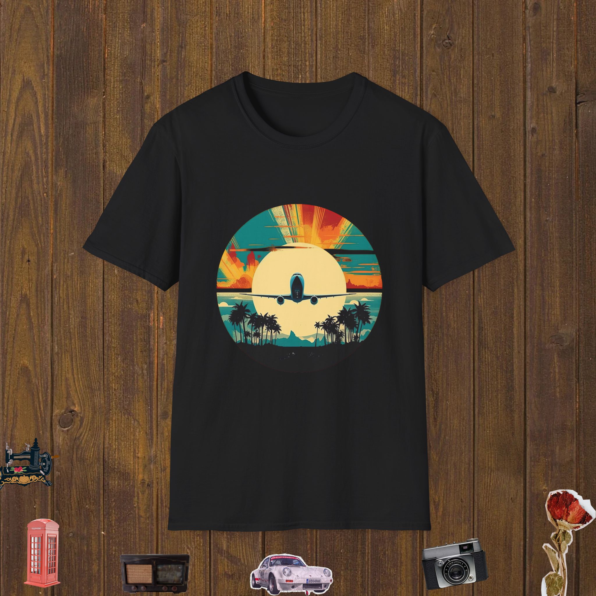 Sunset Jetliner Escape Unisex Softstyle T-Shirt
