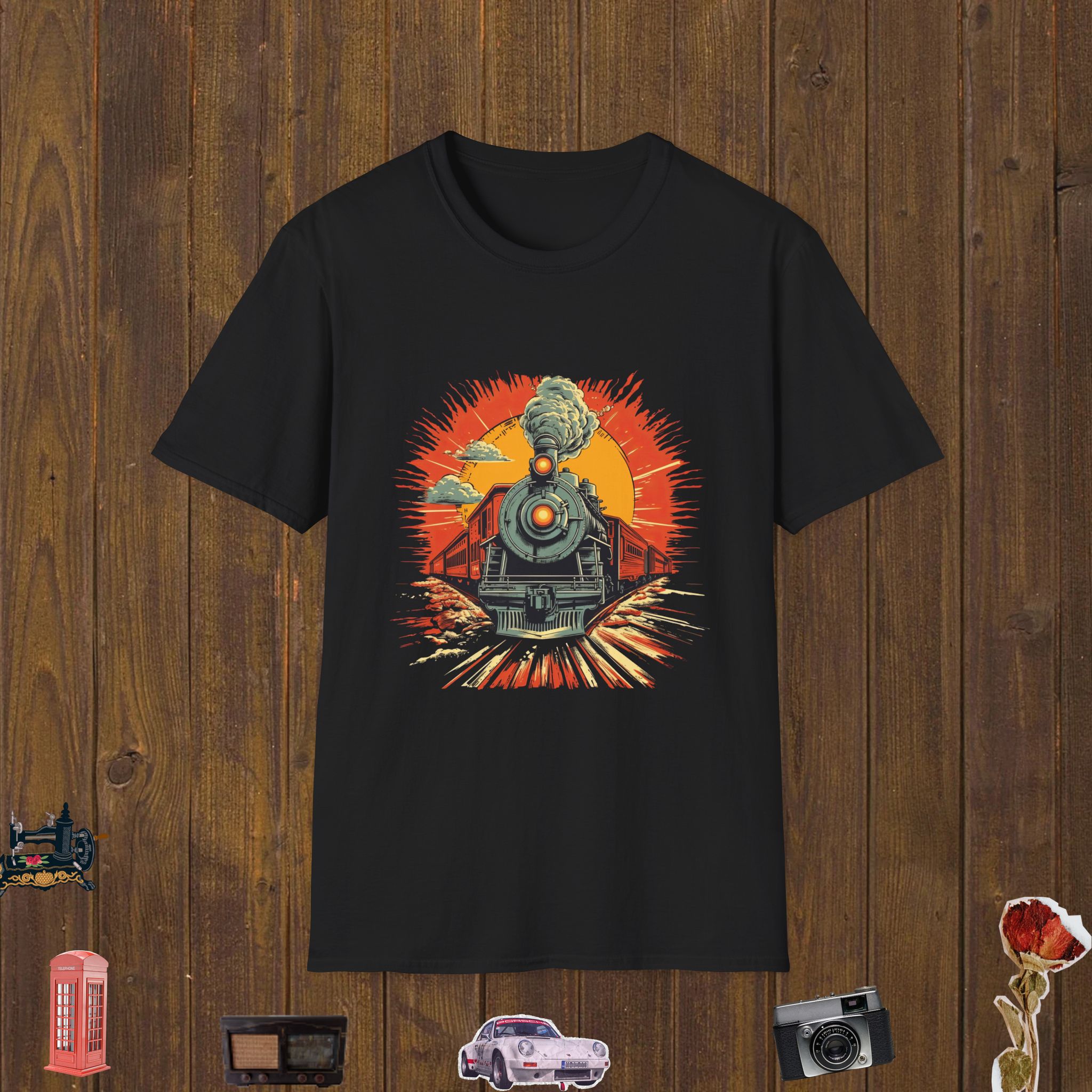 Blazing Steam Engine Unisex Softstyle T-Shirt