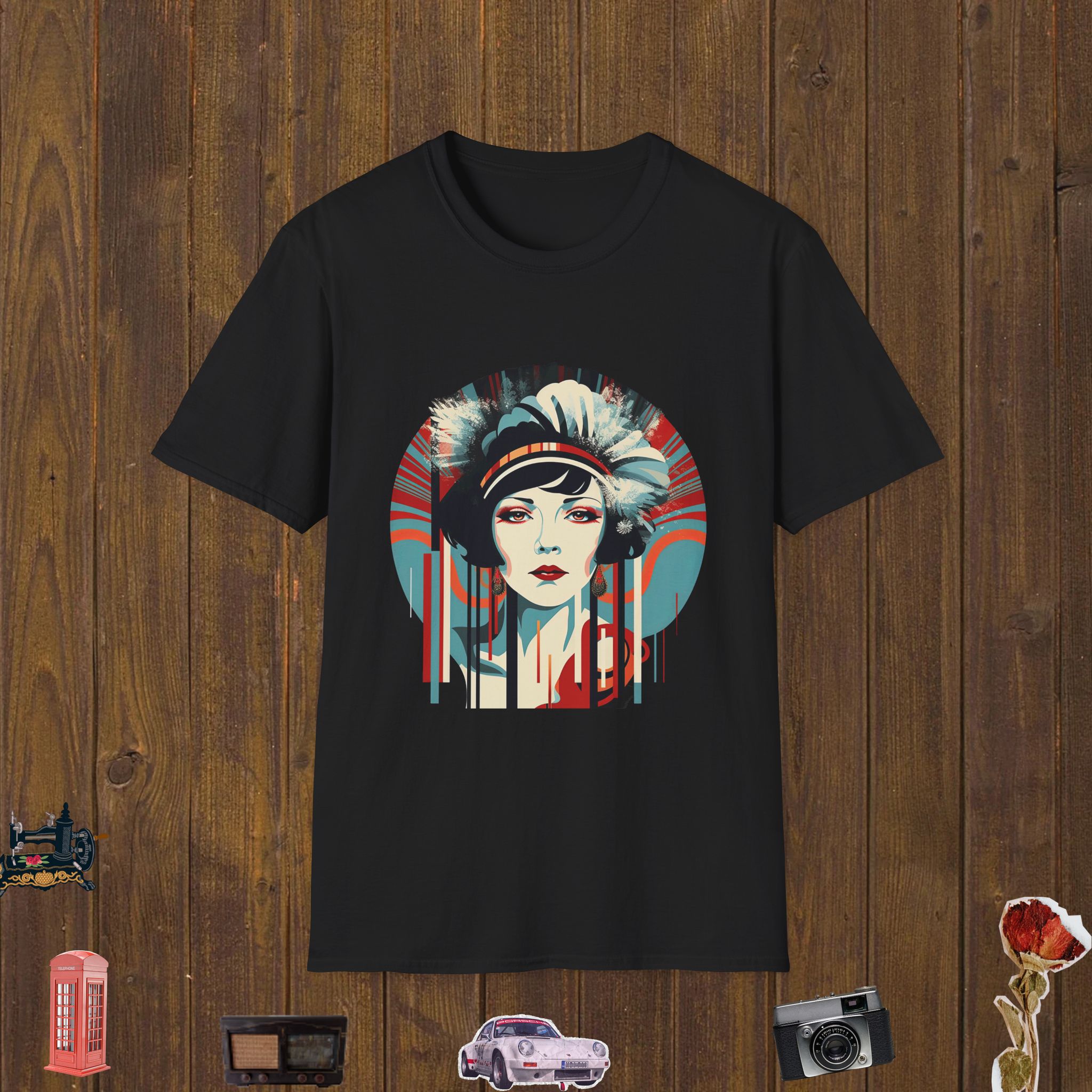 Deco Feather Muse – Unisex Softstyle T-Shirt