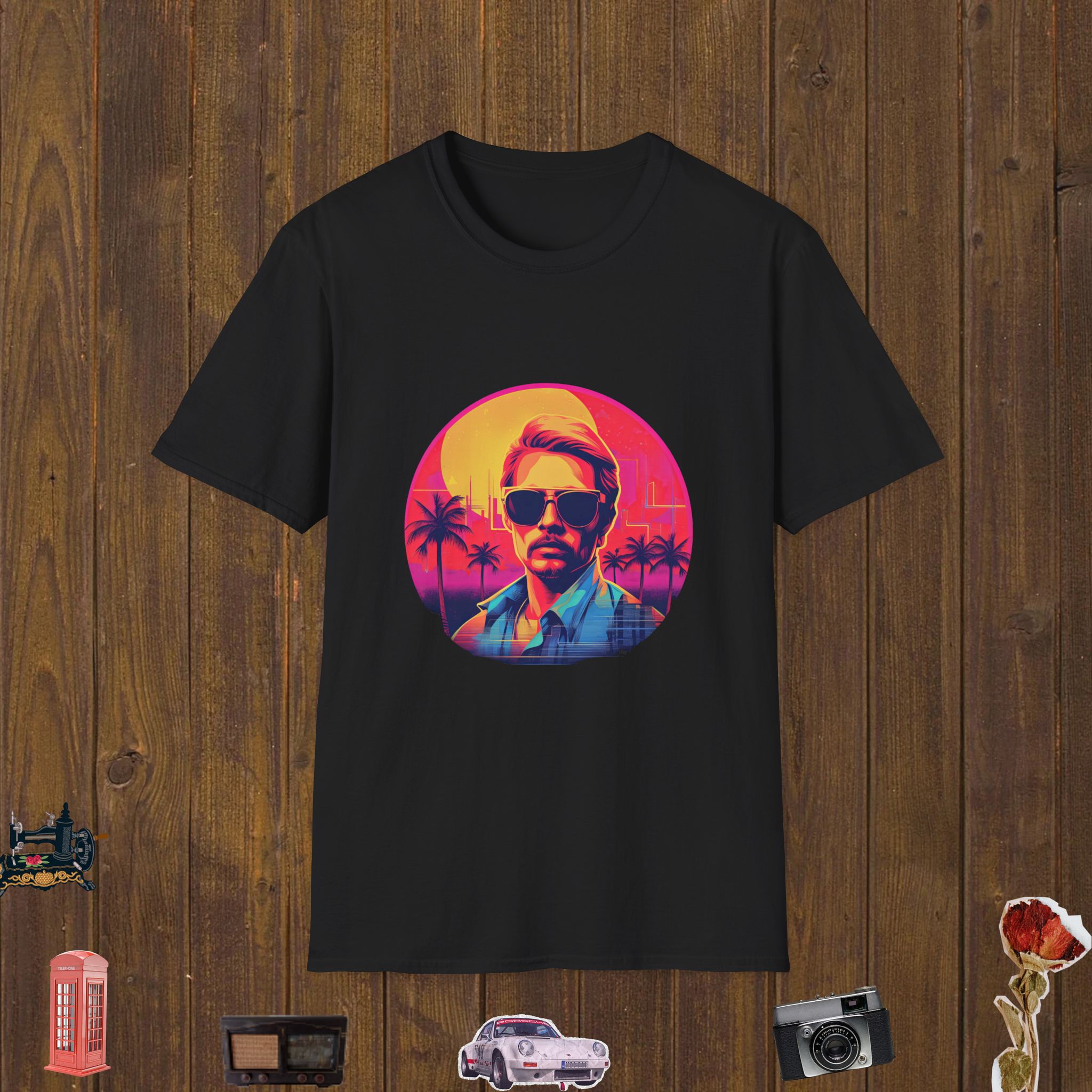 Retro Sunset Cool Unisex Softstyle T-Shirt