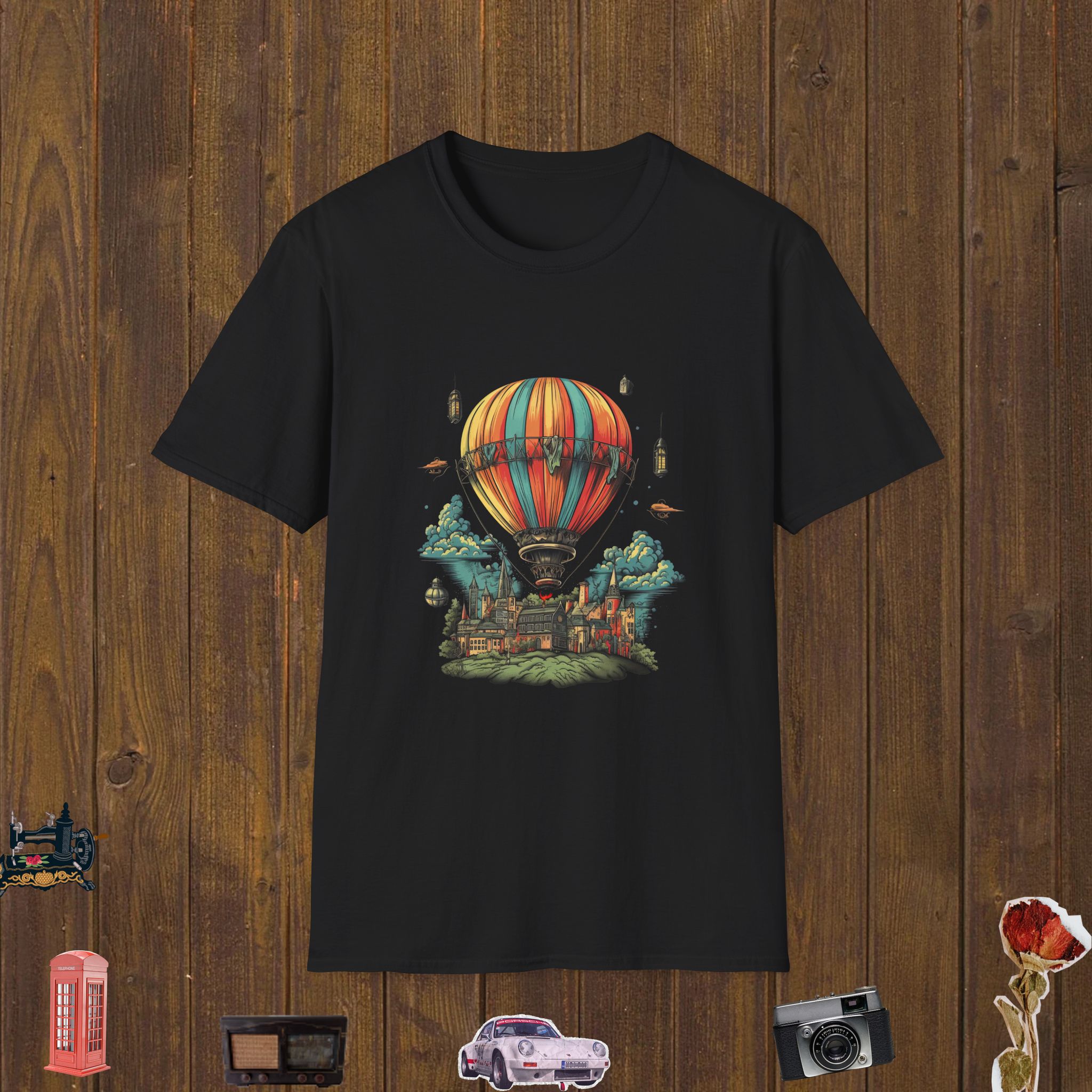 Vintage Balloon Voyage Unisex Softstyle T-Shirt