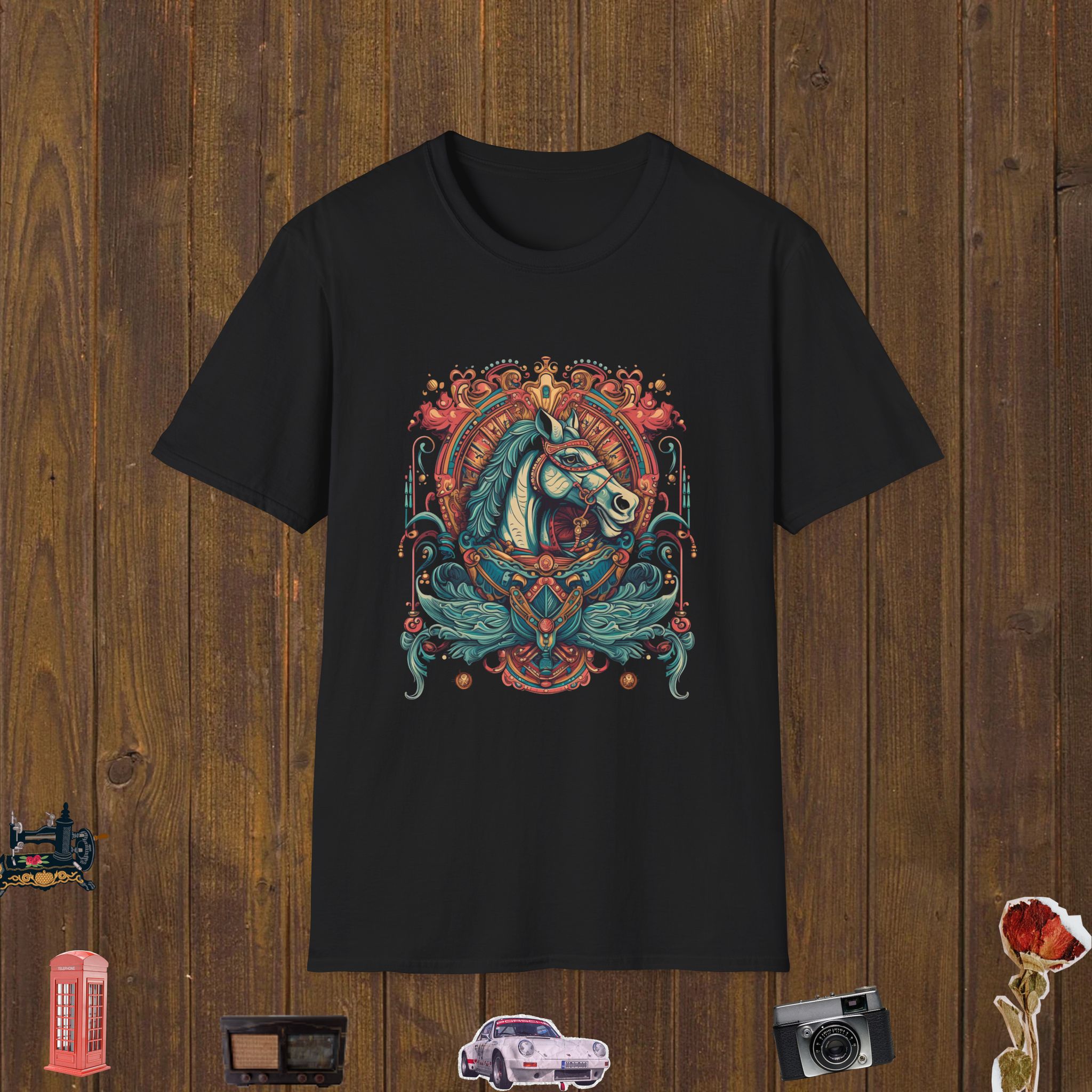 Regal Carousel Horse Unisex Softstyle T-Shirt