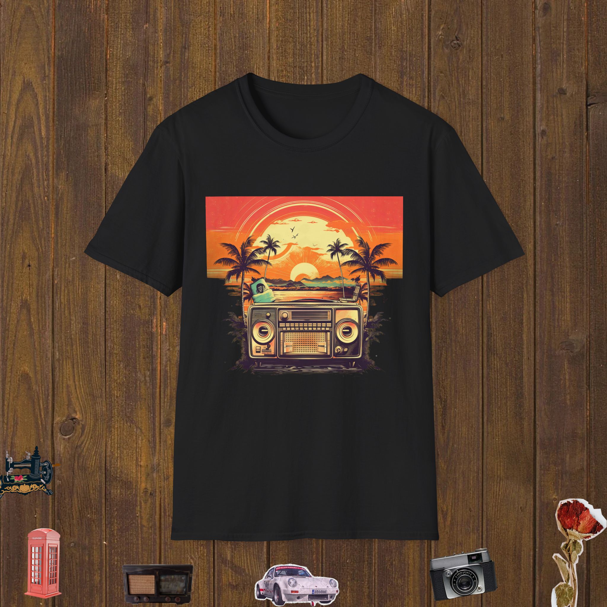 Tropical Radio Sunset Unisex Softstyle T-Shirt