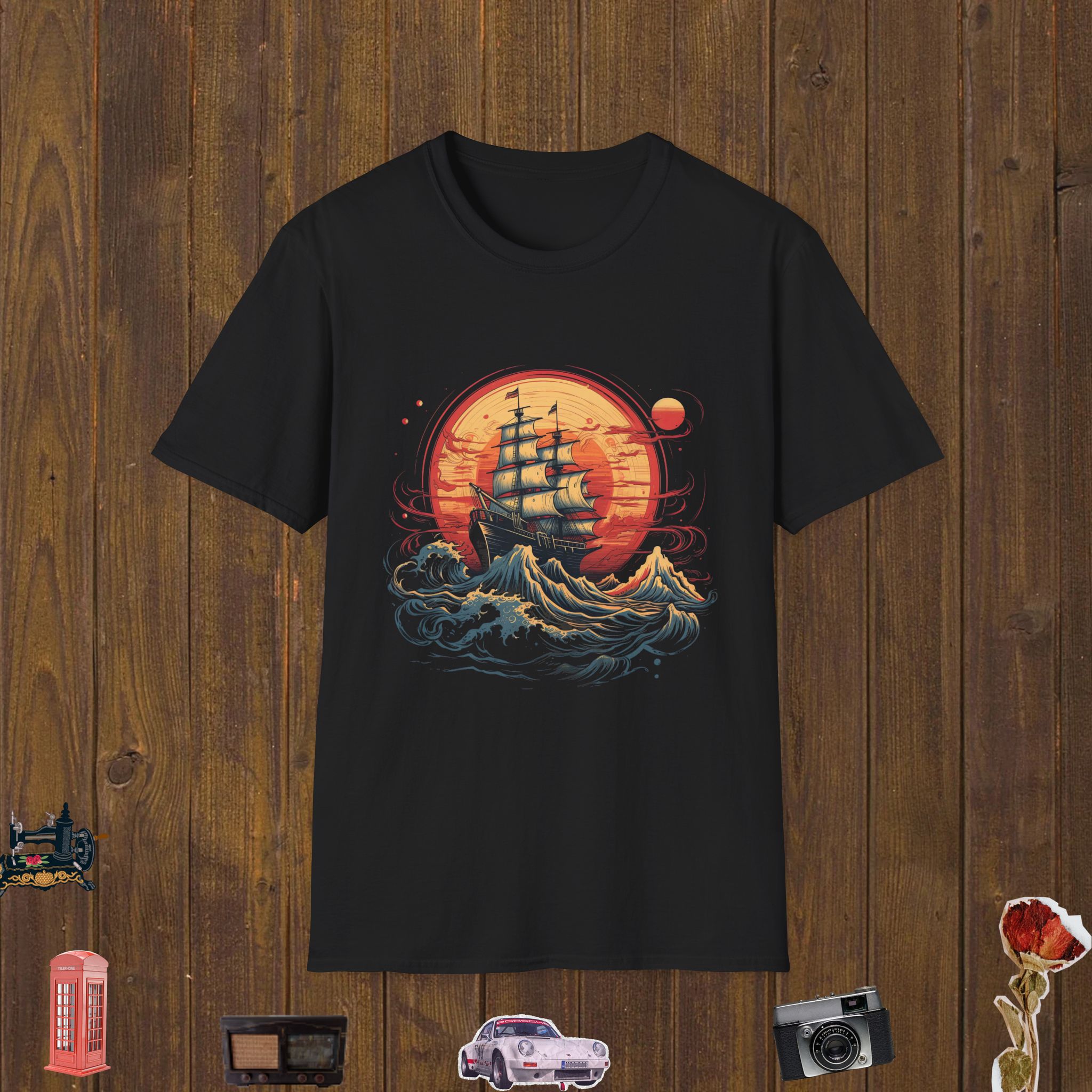 Crimson Sea Voyage Unisex Softstyle T-Shirt