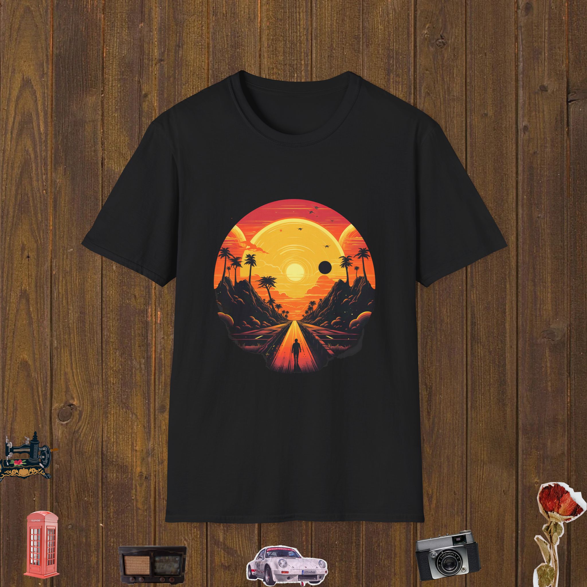 Cosmic Sunset Journey Unisex Softstyle T-Shirt