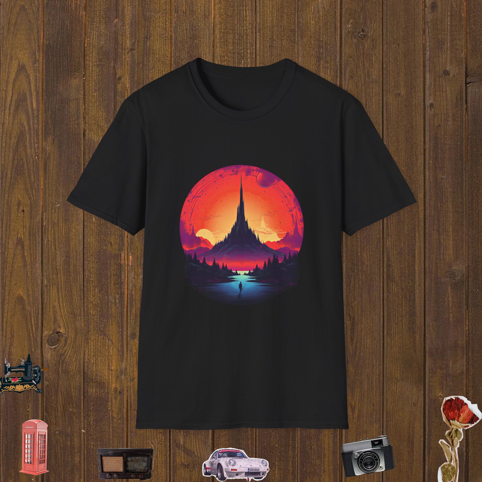 Cosmic Spire Sunset Unisex Softstyle T-Shirt