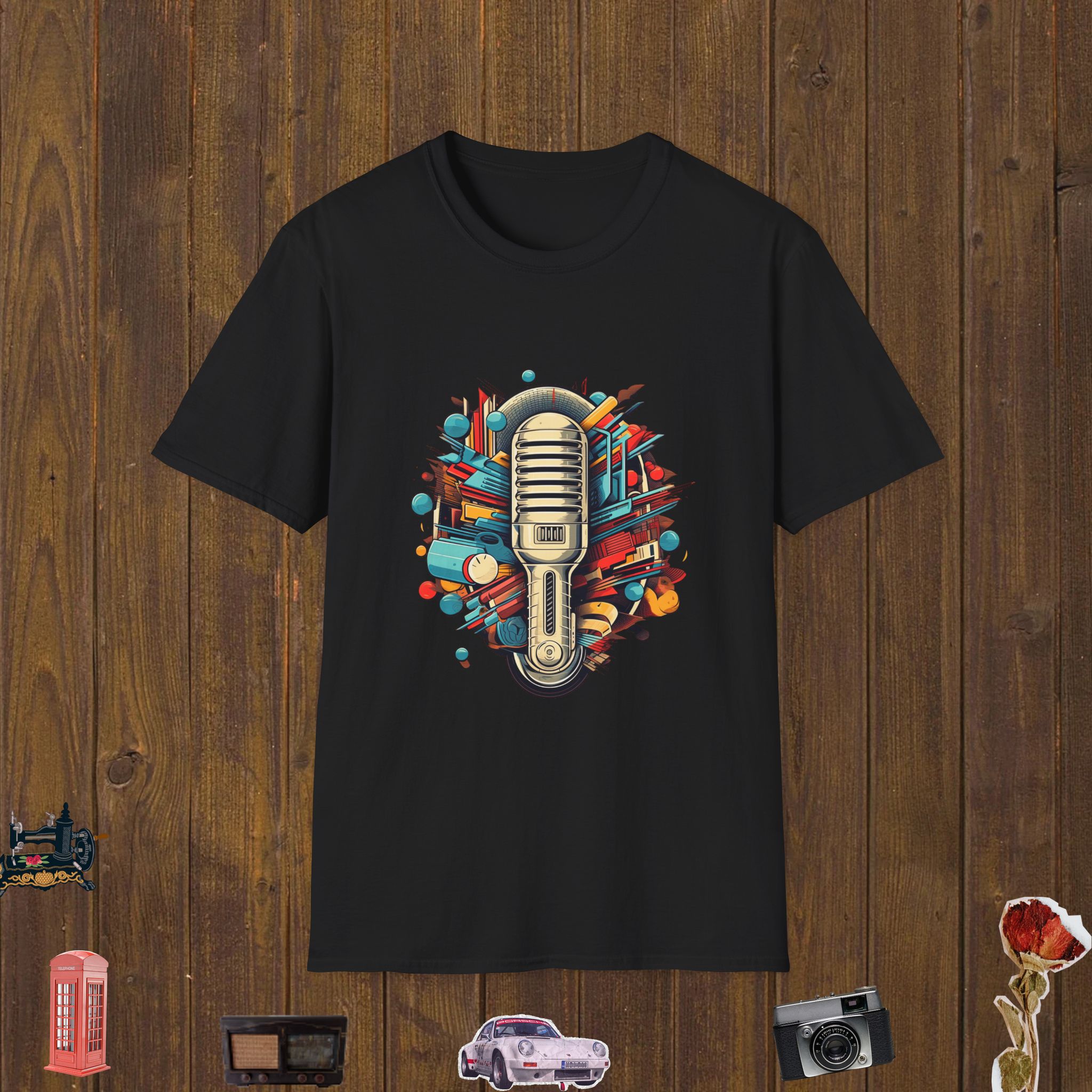 Retro Studio Mic Unisex Softstyle T-Shirt