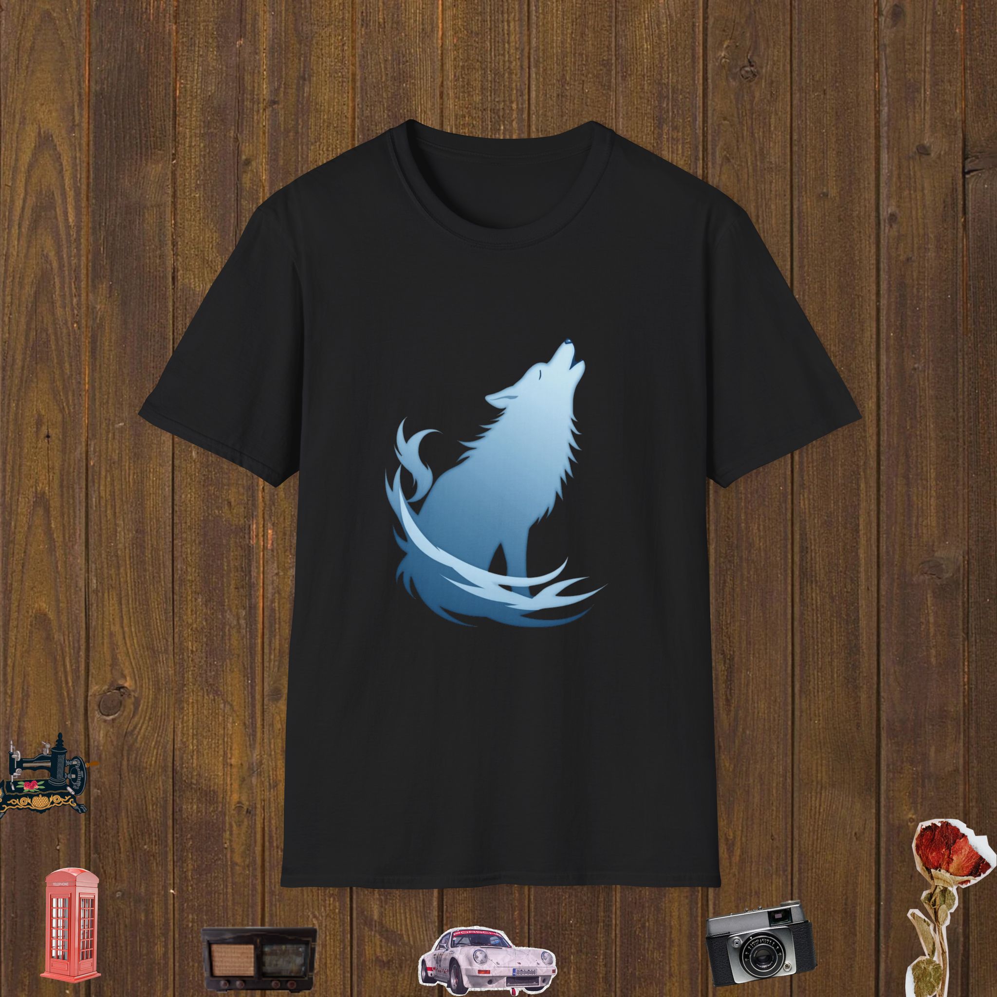Gradient Howling Wolf – Unisex Softstyle T-Shirt