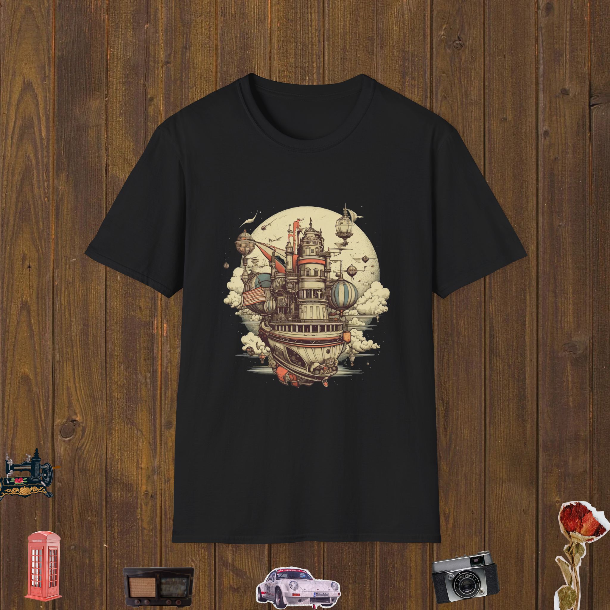 Floating Steampunk Fortress Unisex Softstyle T-Shirt
