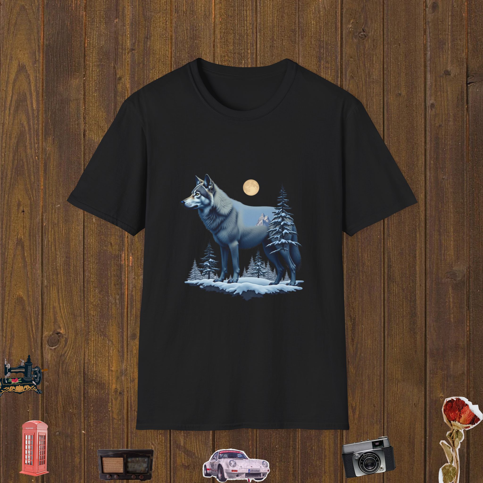 Nature Wolf Scene – Unisex Softstyle T-Shirt