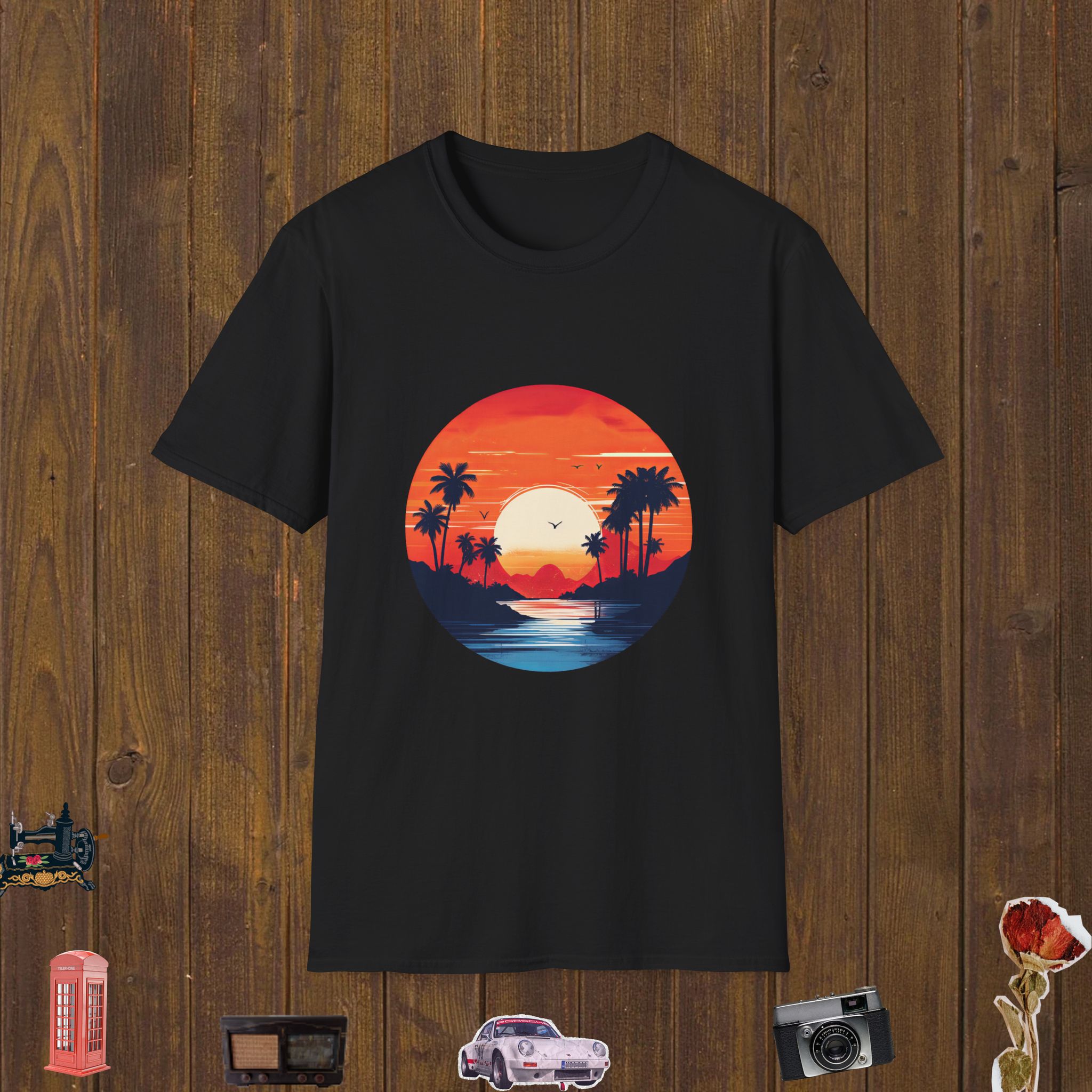 Sunset Island Escape Unisex Softstyle T-Shirt
