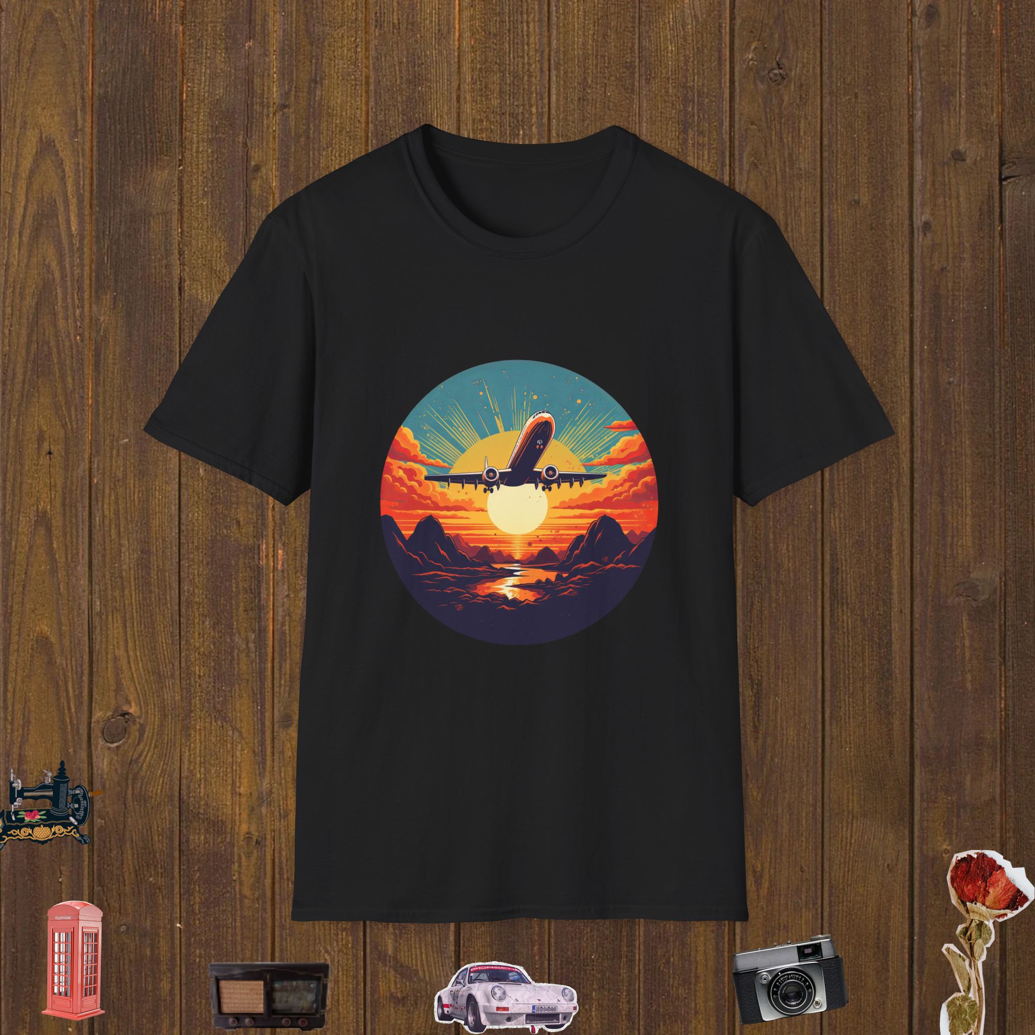Sunset Jet Soar Unisex Softstyle T-Shirt