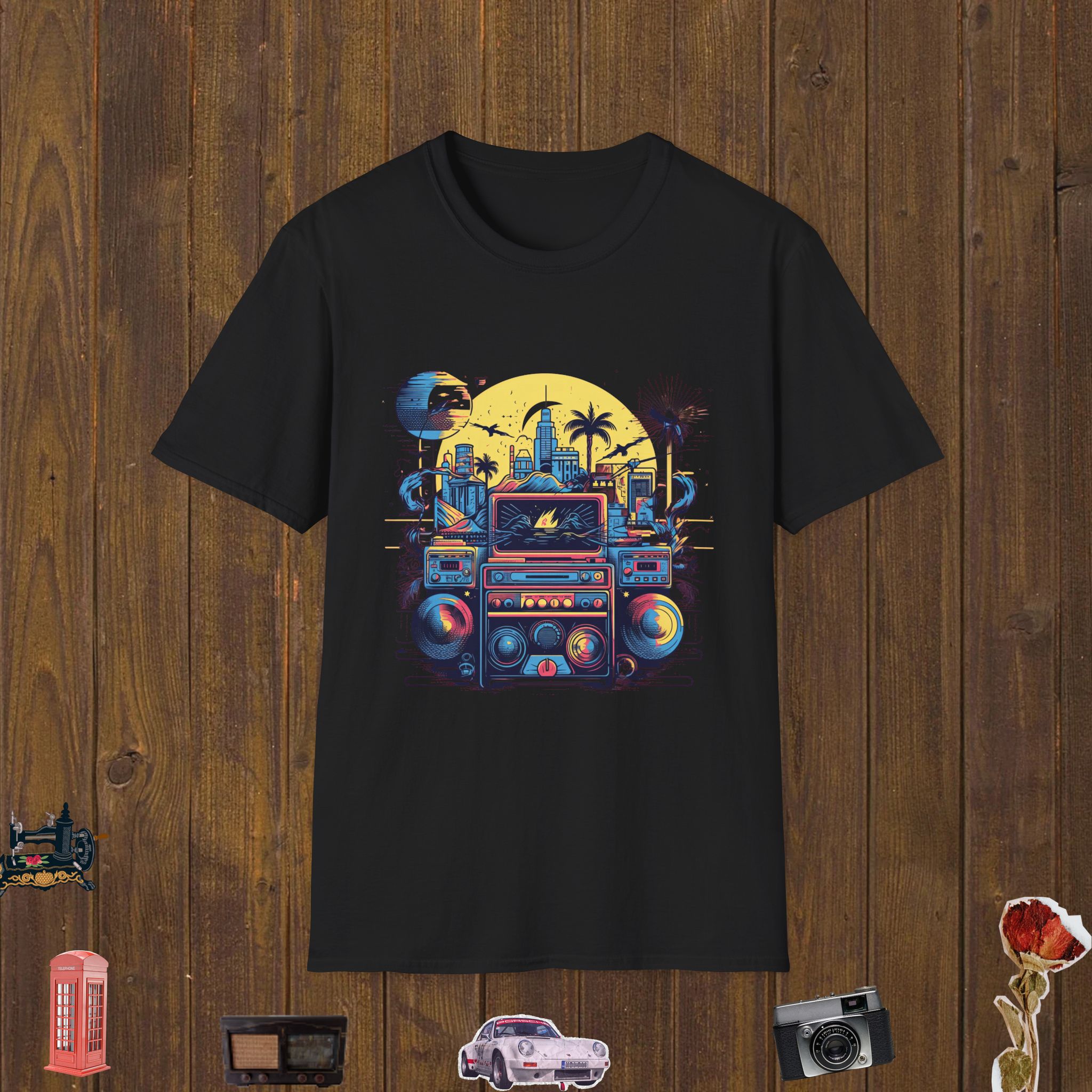 City Soundscape Retro Unisex Softstyle T-Shirt