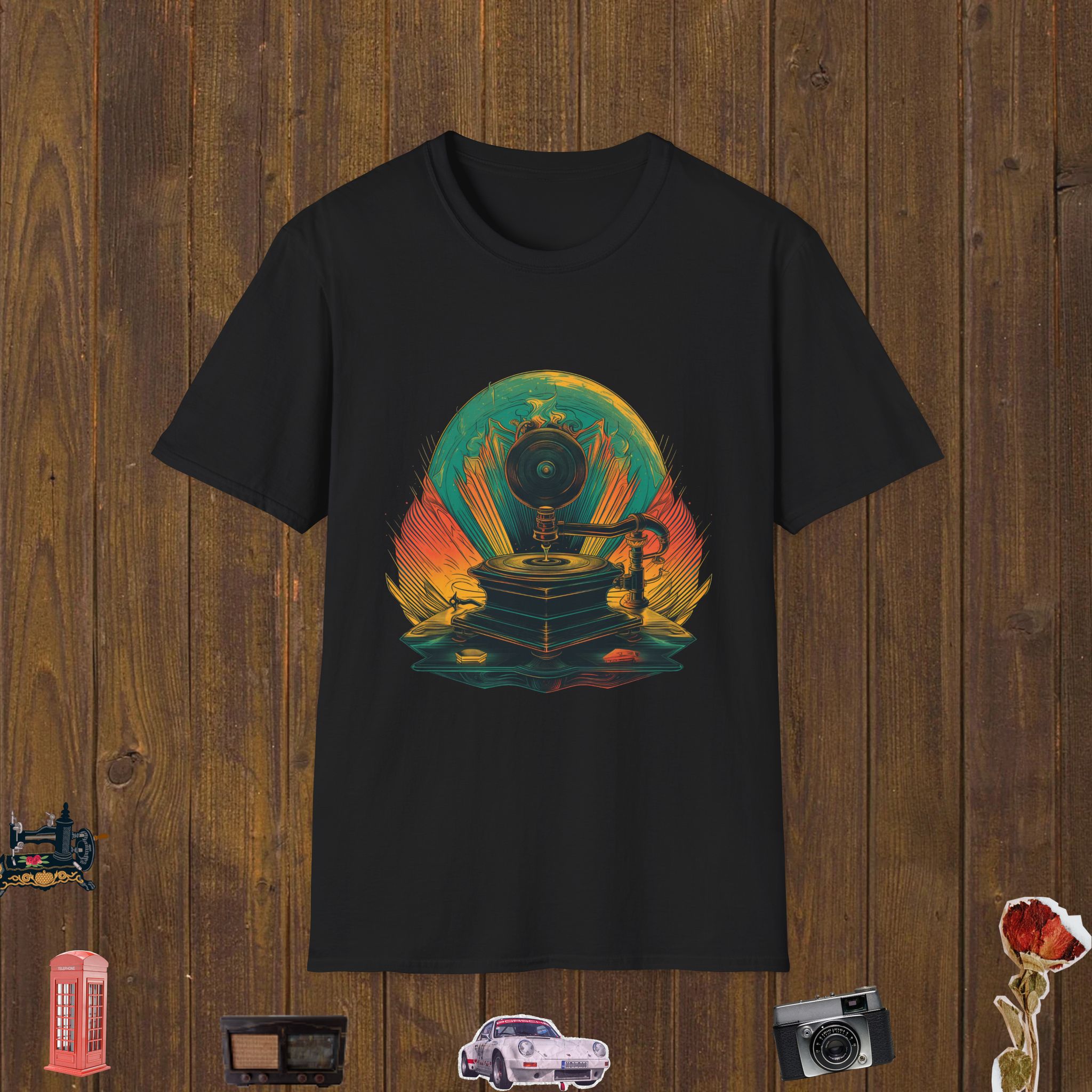 Vintage Gramophone Vibes Unisex Softstyle T-Shirt