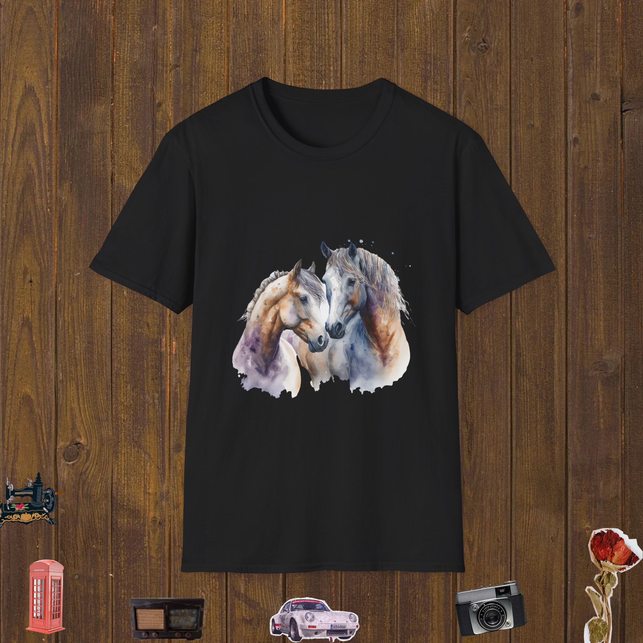 Watercolor Horse Duo Unisex Softstyle T-Shirt
