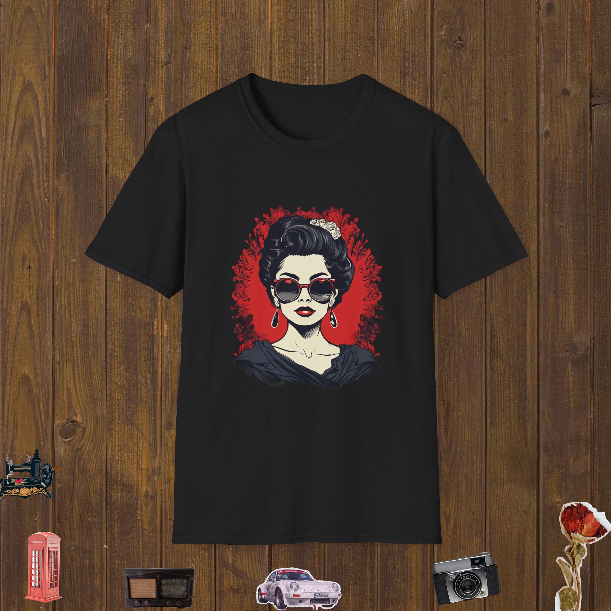 Elegant Red Frame Unisex Softstyle T-Shirt