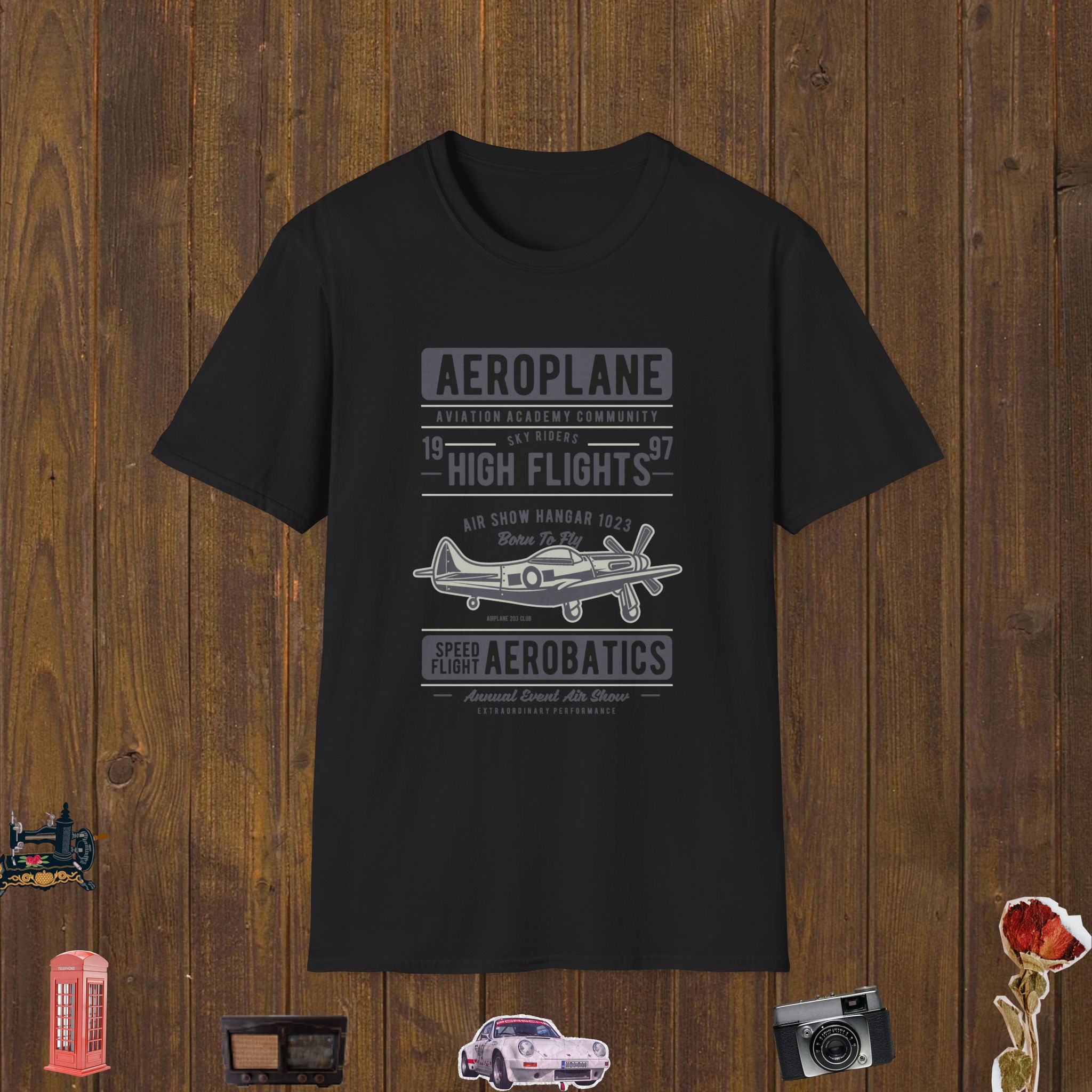Vintage Aeroplane Show Unisex Softstyle T-Shirt