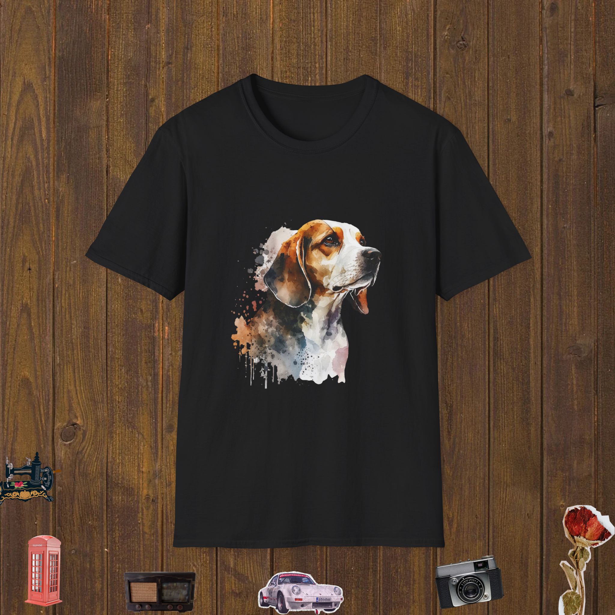 Watercolor Beagle Expression Unisex Softstyle T-Shirt