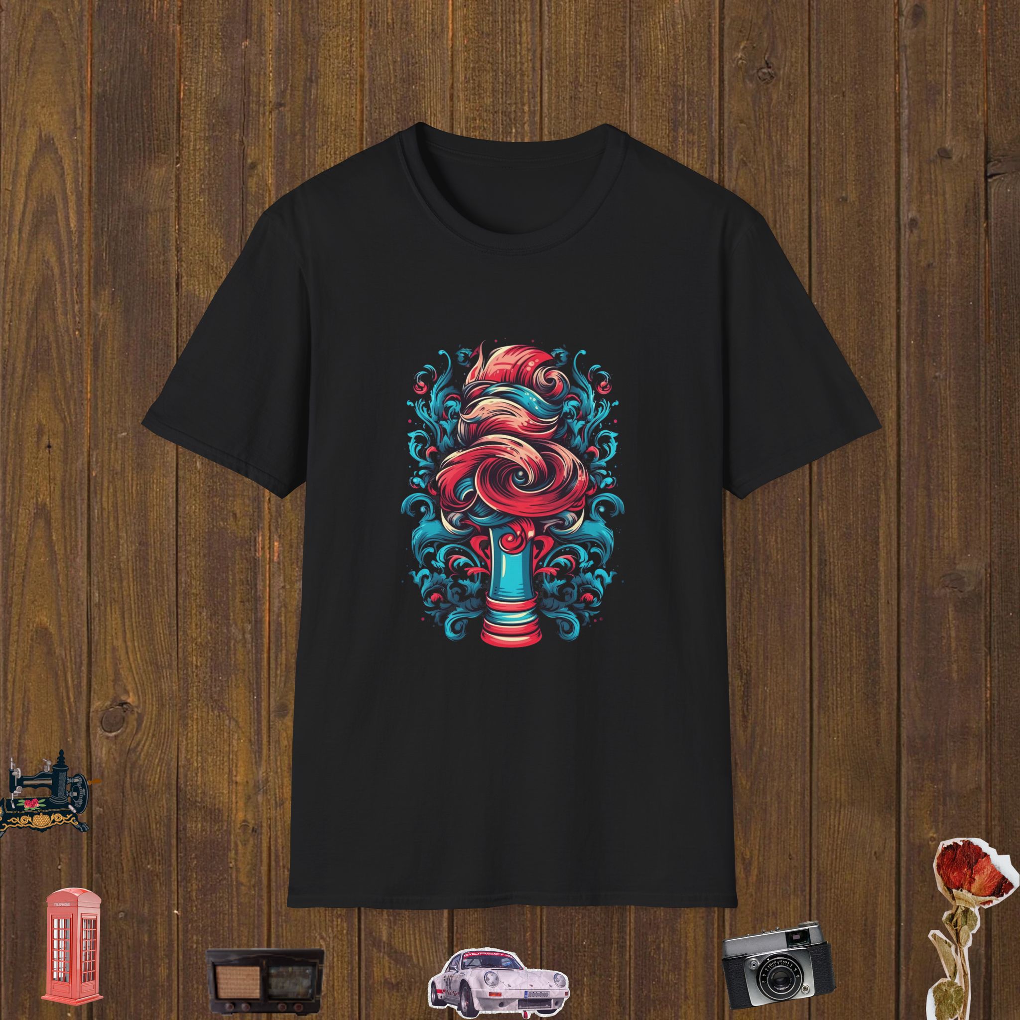 Swirl Barber Art – Unisex Softstyle T-Shirt