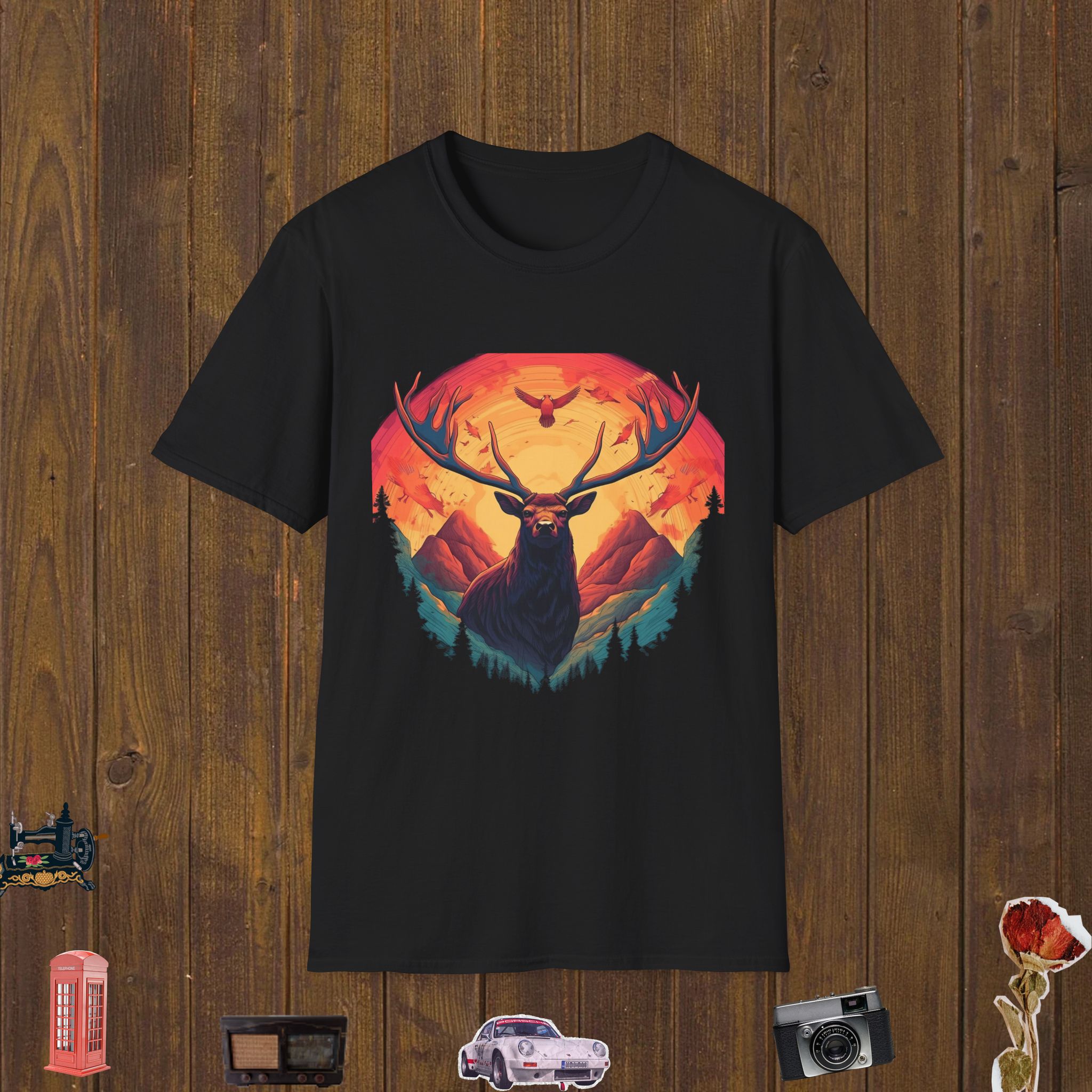 Majestic Elk Sunrise Unisex Softstyle T-Shirt