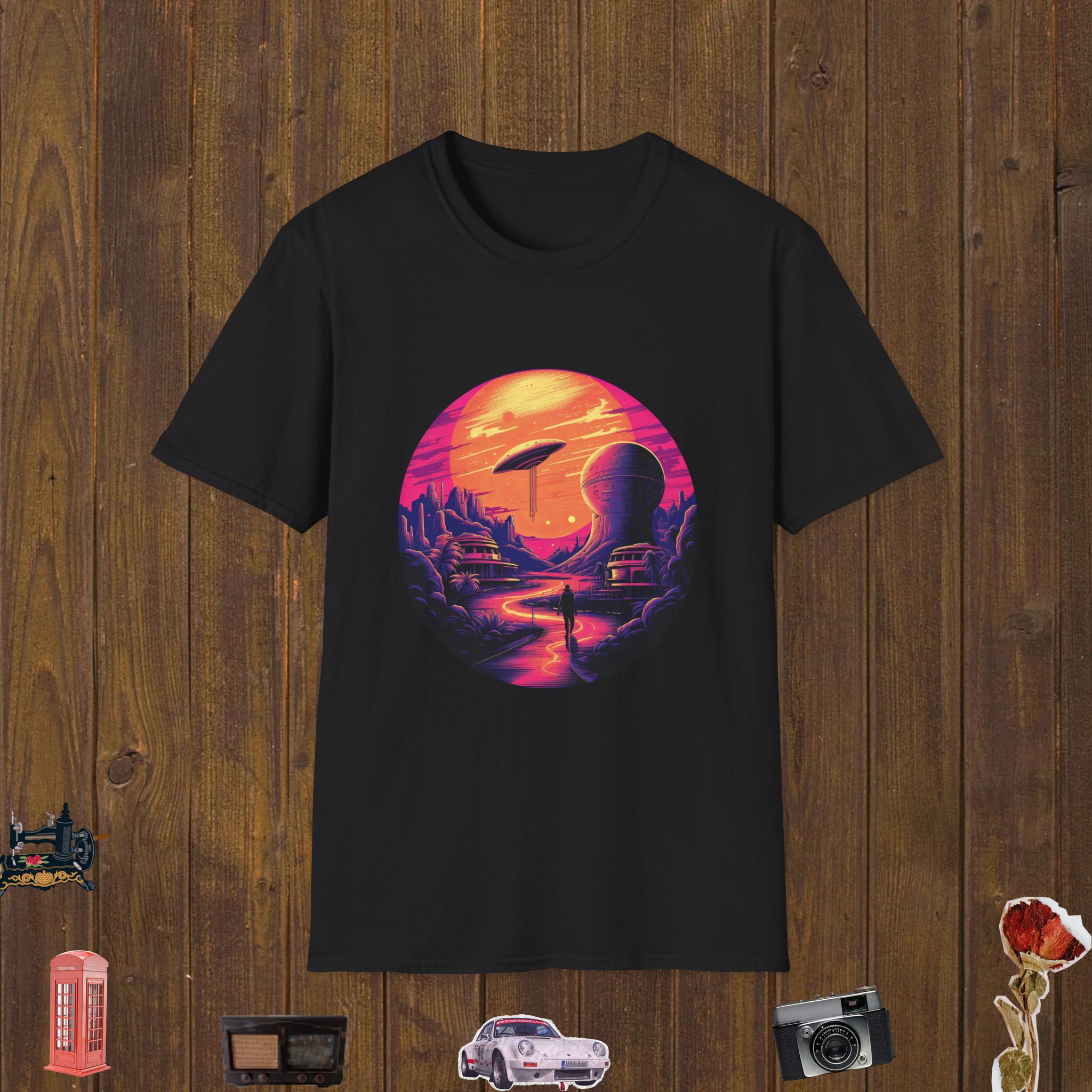 Retro Alien Arrival Unisex Softstyle T-Shirt