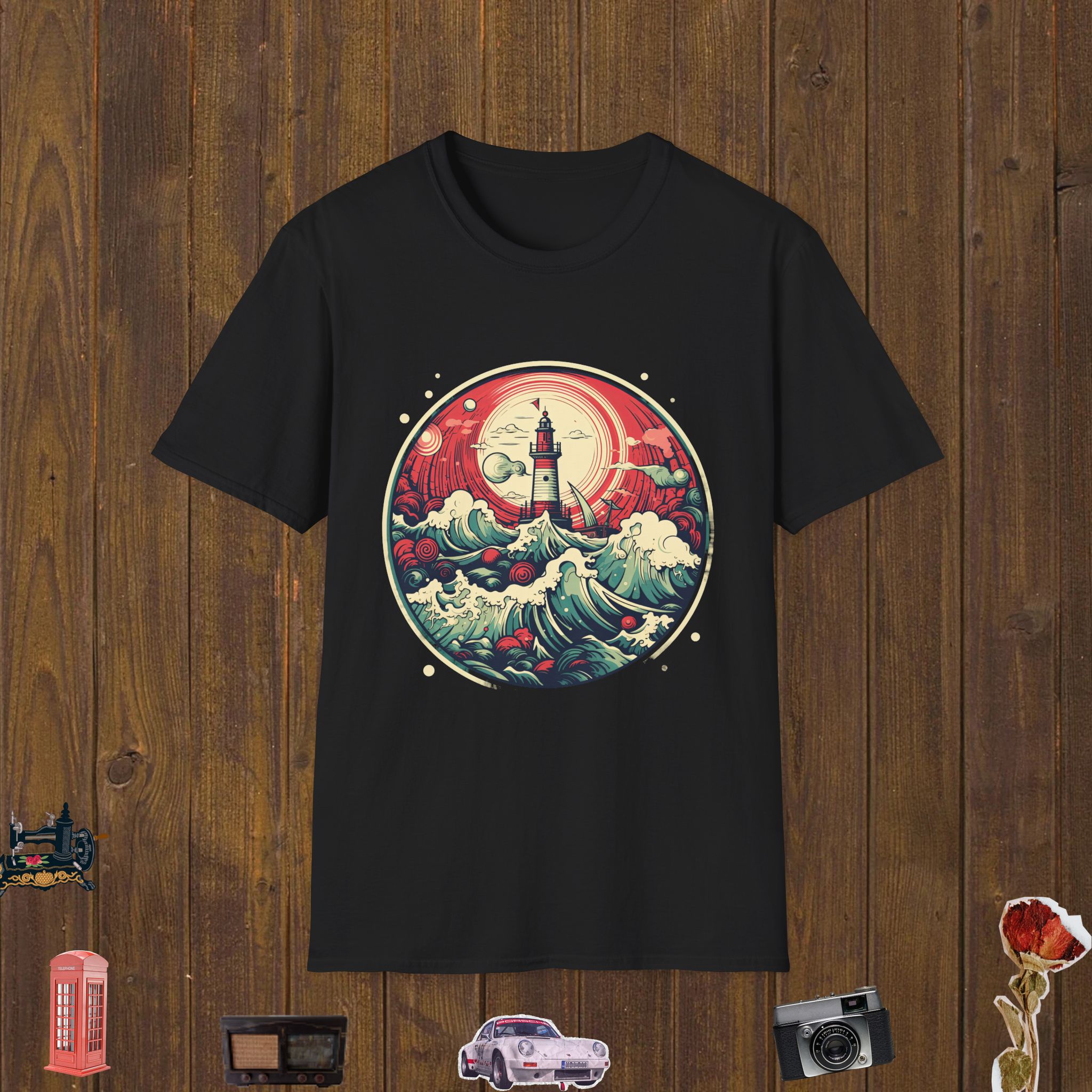 Stormwatch Lighthouse Scene Unisex Softstyle T-Shirt