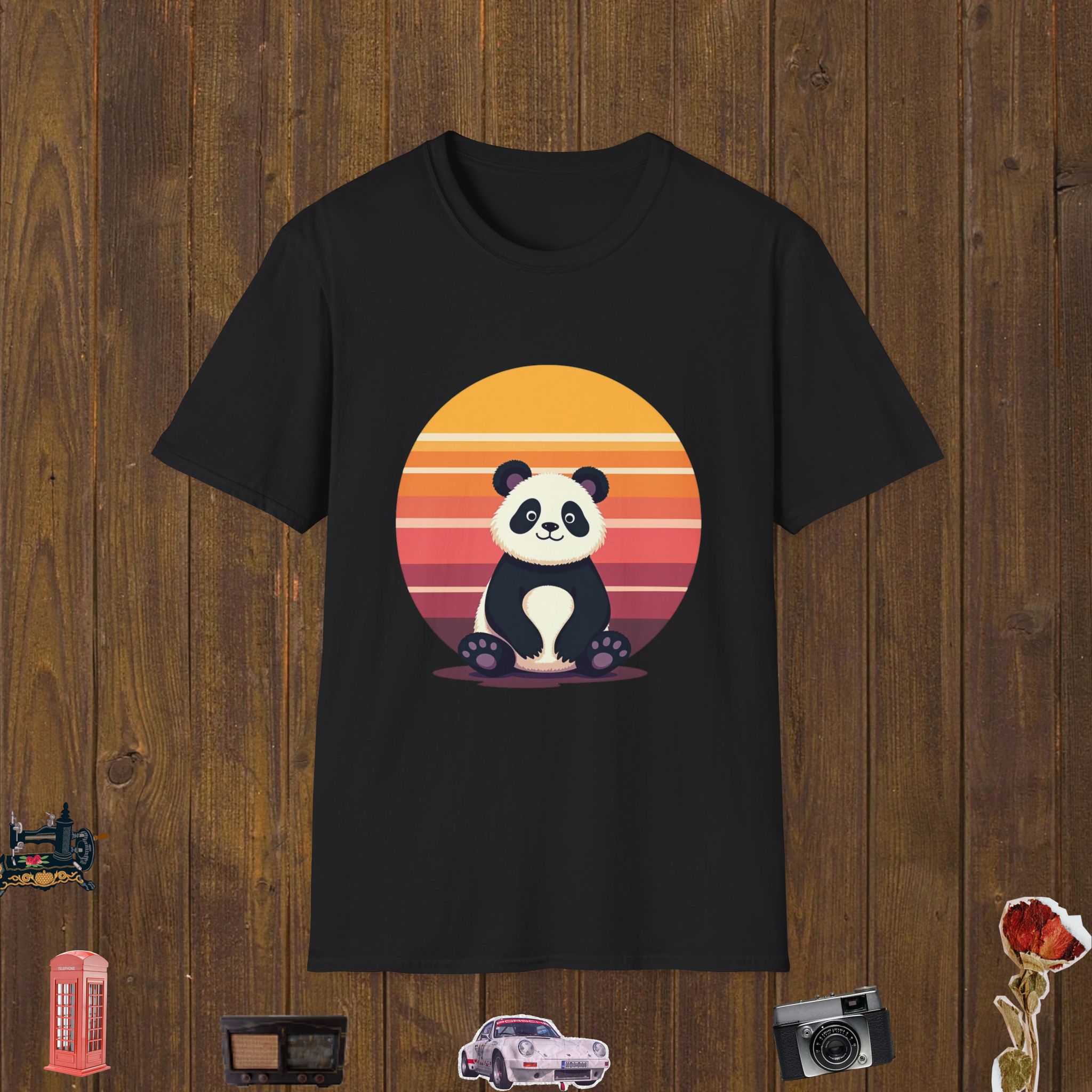Sunset Panda Vibes – Unisex Softstyle T-Shirt