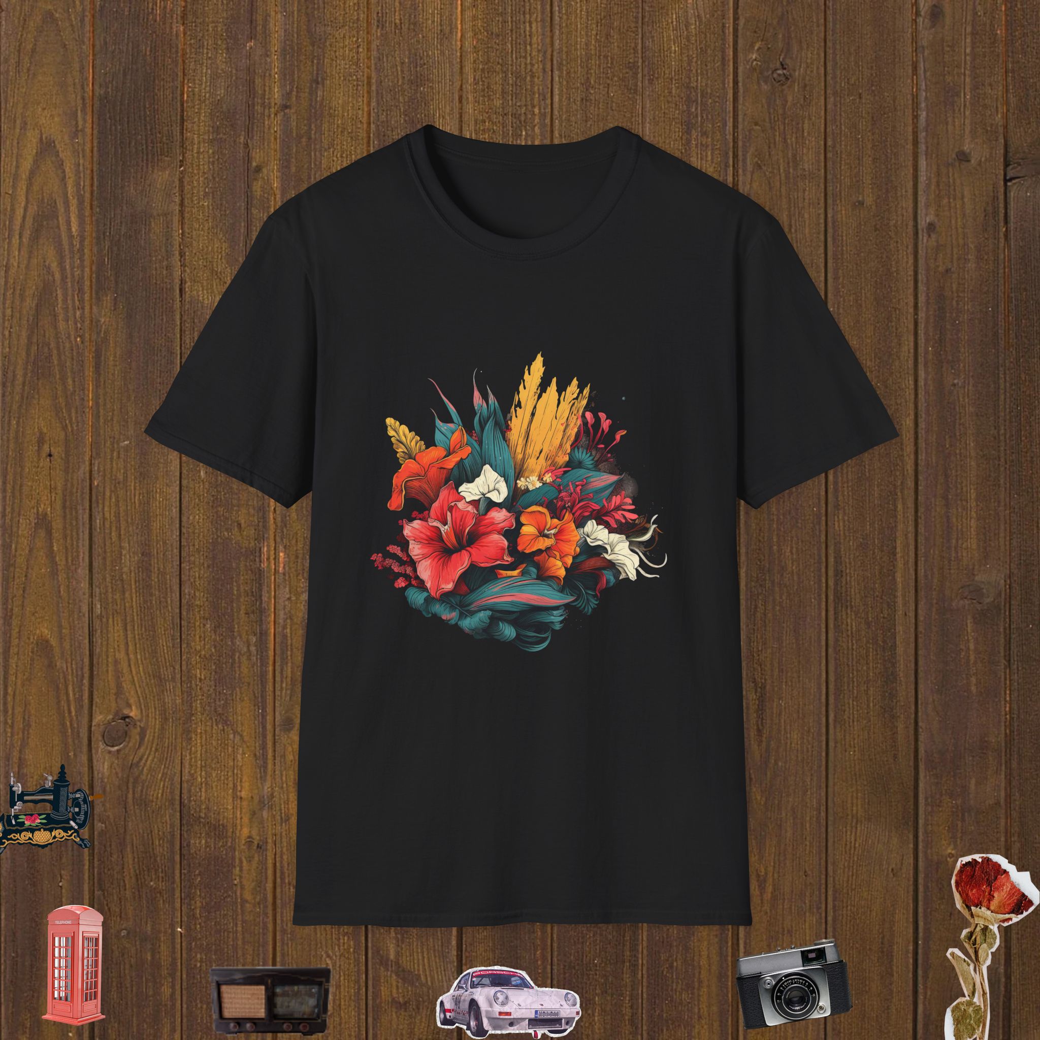 Tropical Bloom Burst Unisex Softstyle T-Shirt