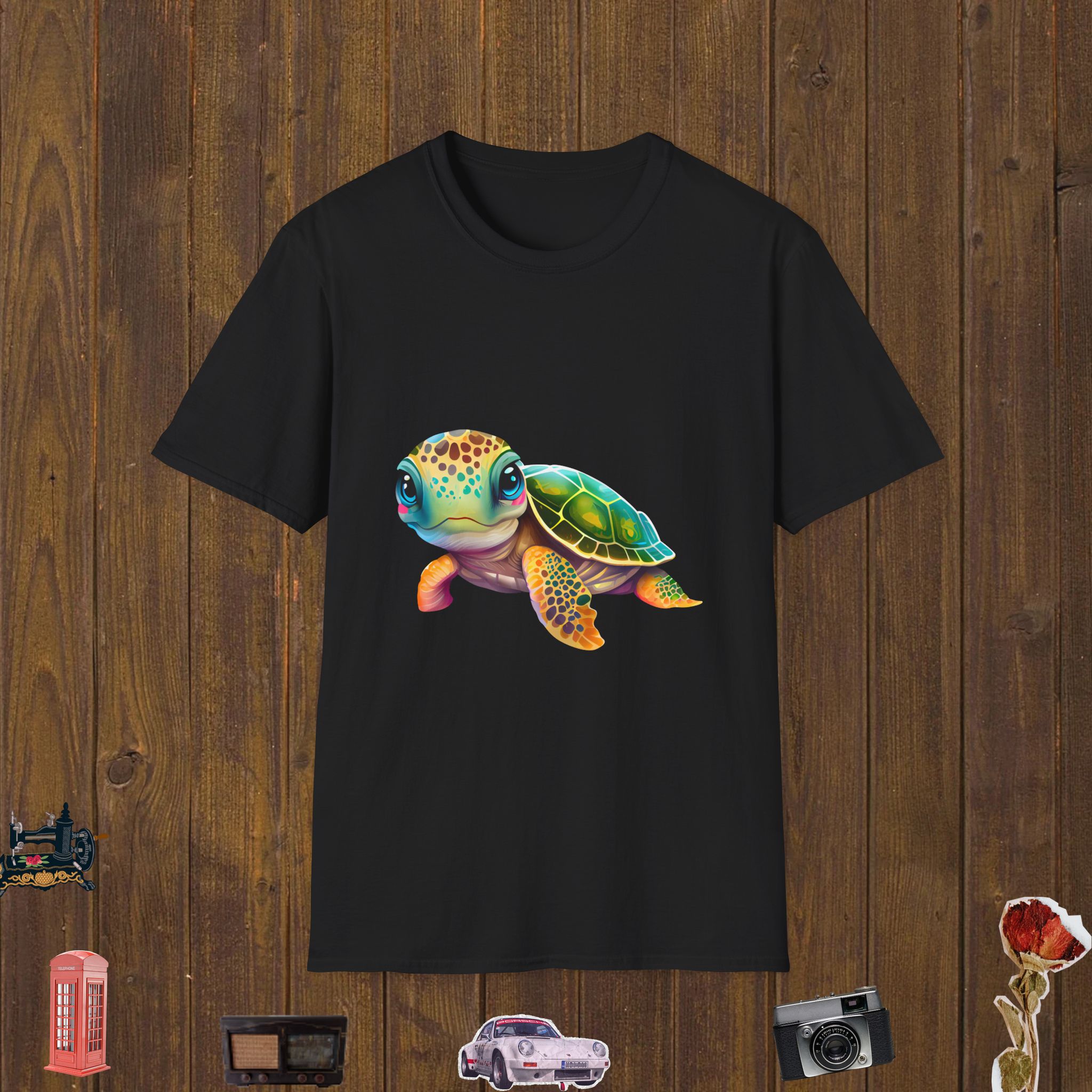Colorful Baby Turtle Unisex Softstyle T-Shirt
