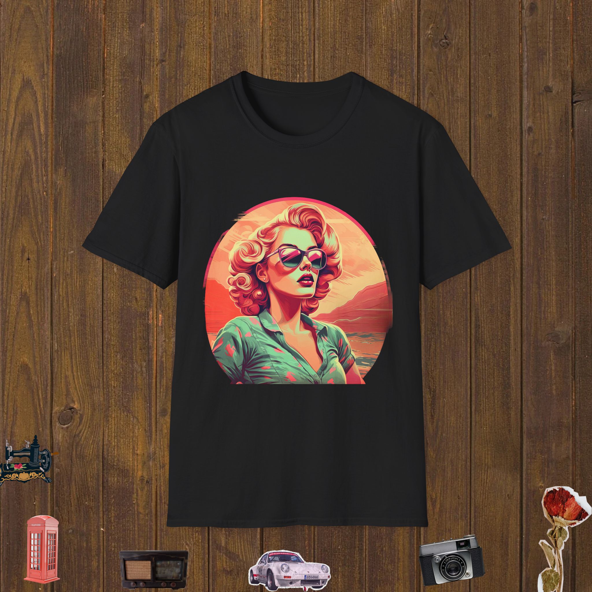 Sunset Glam Look Unisex Softstyle T-Shirt
