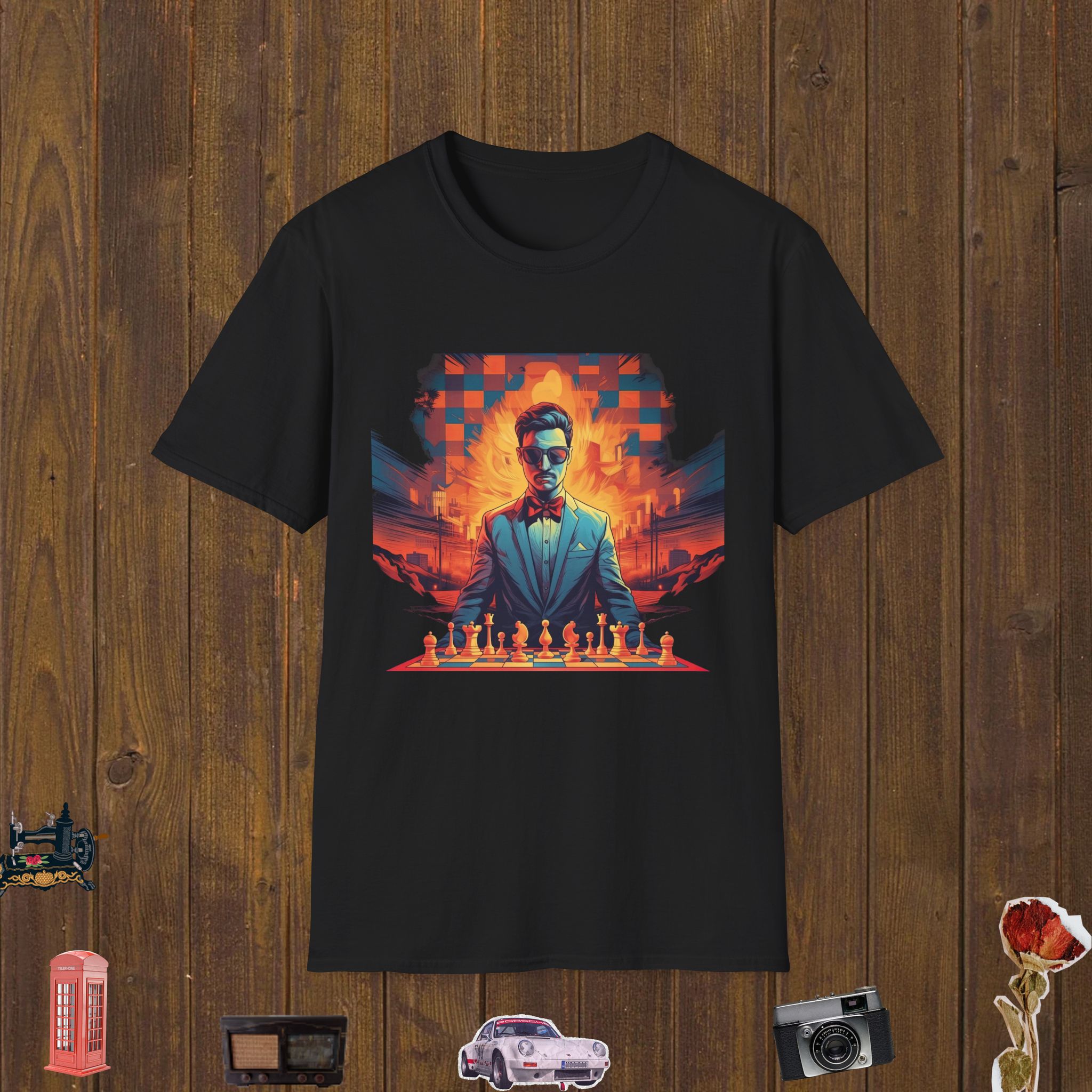 Flaming Chess Duel Unisex Softstyle T-Shirt