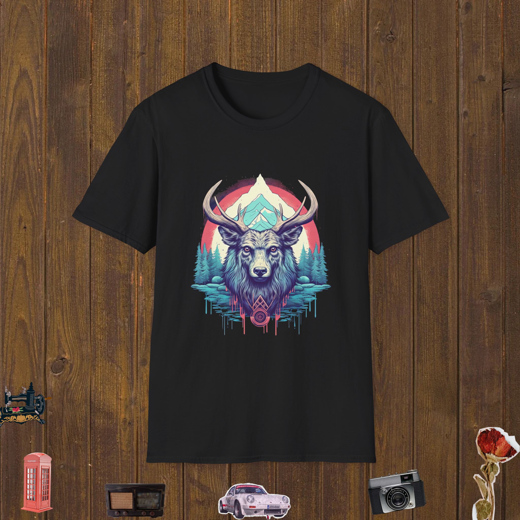 Mystic Elk Portrait Unisex Softstyle T-Shirt