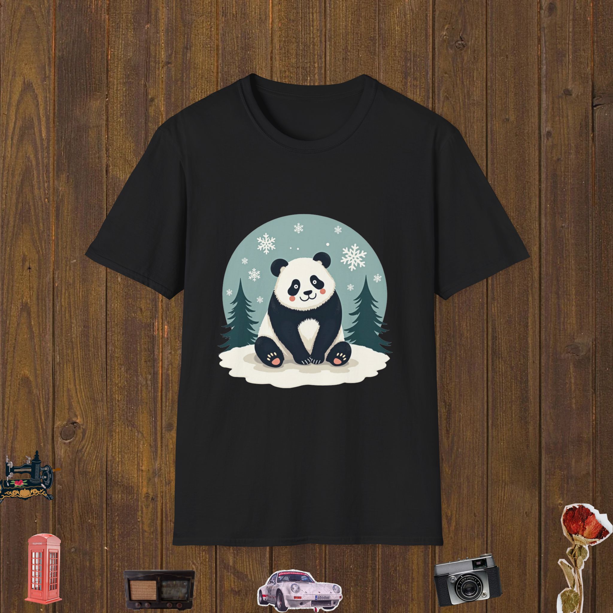 Snowy Panda Forest – Unisex Softstyle T-Shirt