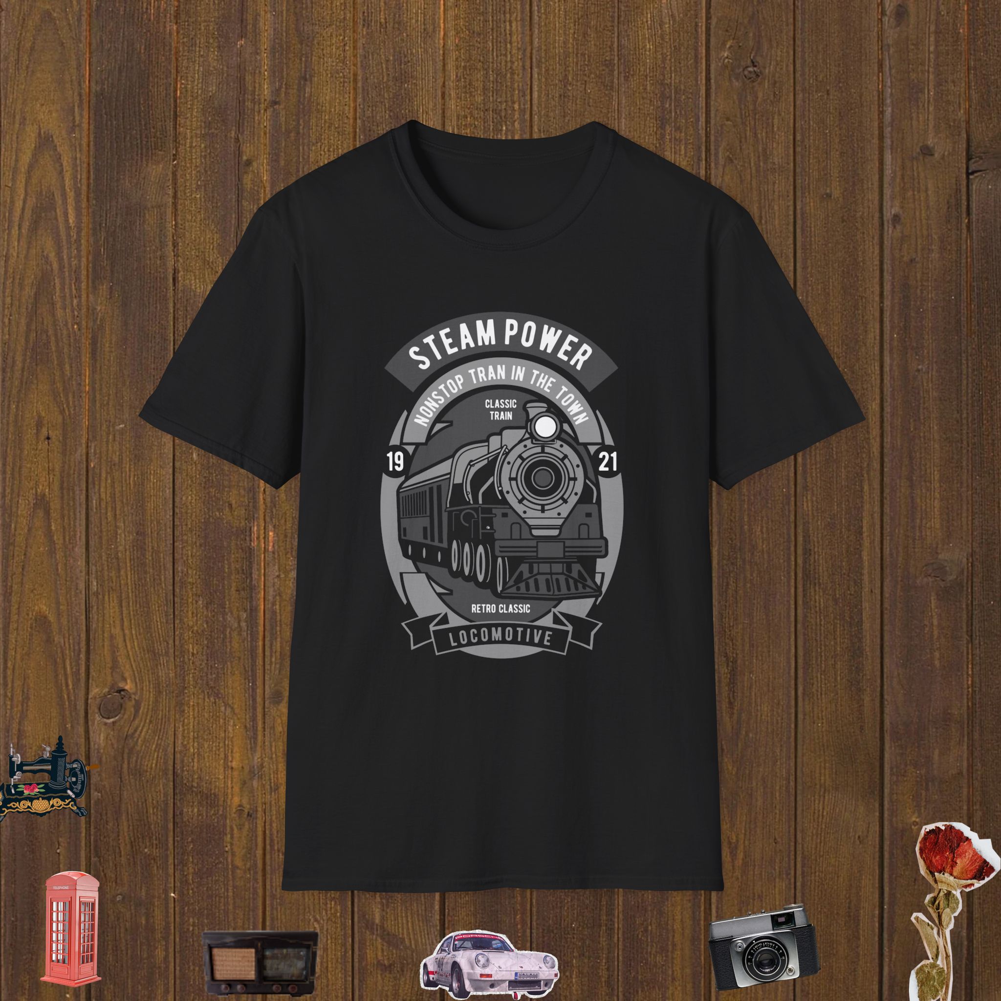 Steam Locomotive Power Unisex Softstyle T-Shirt