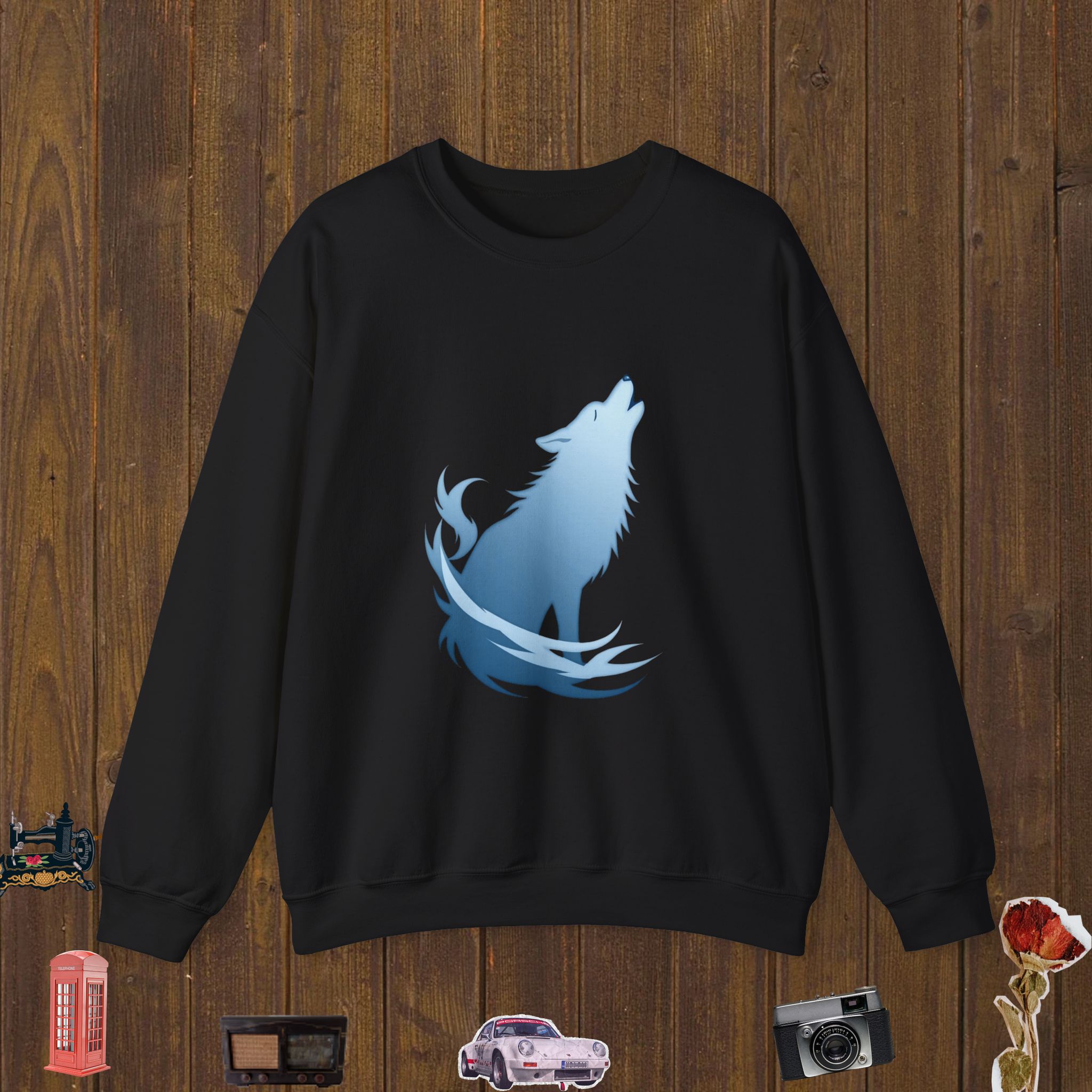 Gradient Howling Wolf Unisex Crewneck Sweatshirt